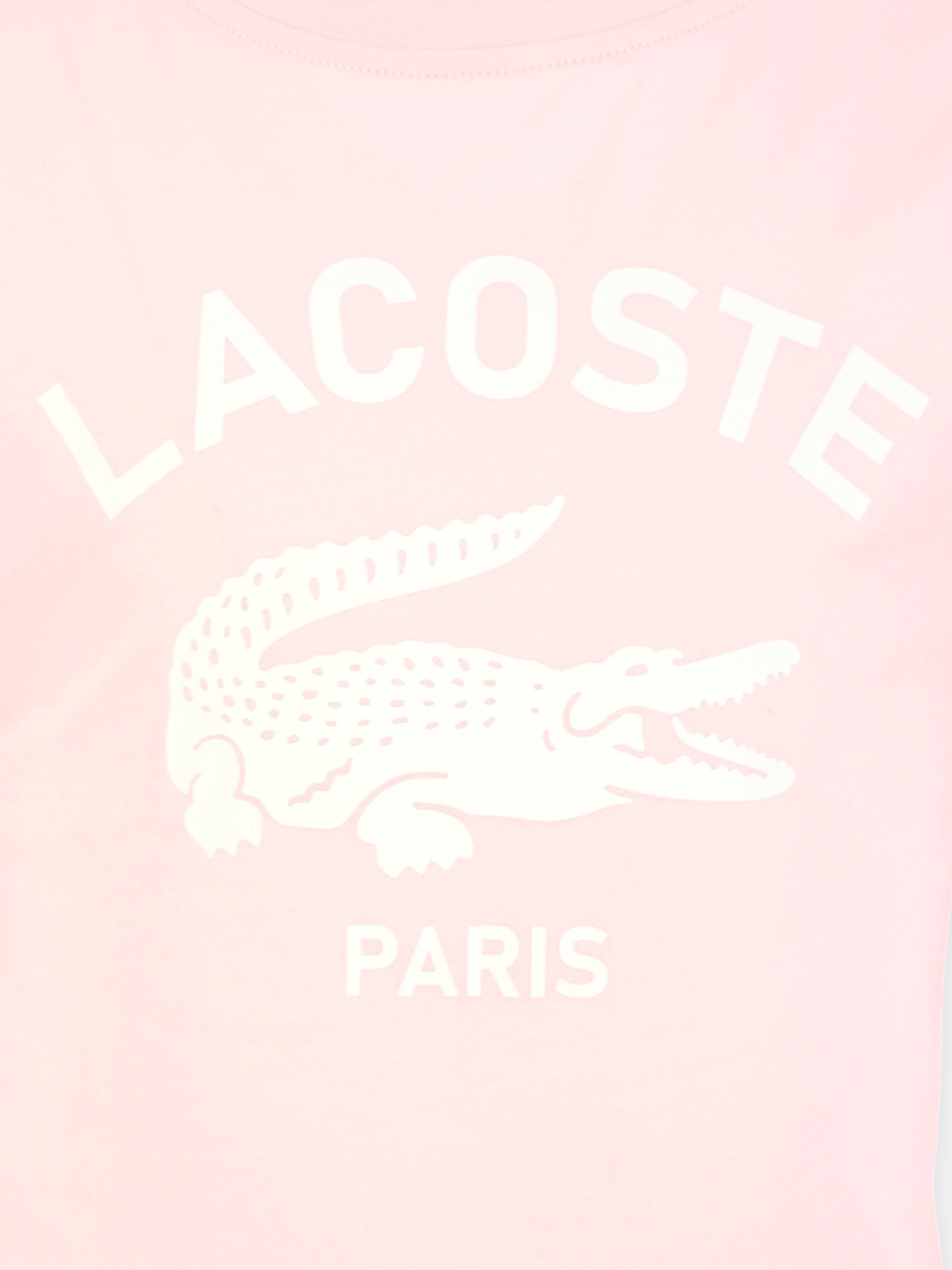 T-shirt rosa per bambina con logo e coccodrillo,Lacoste,TJ3003 T03