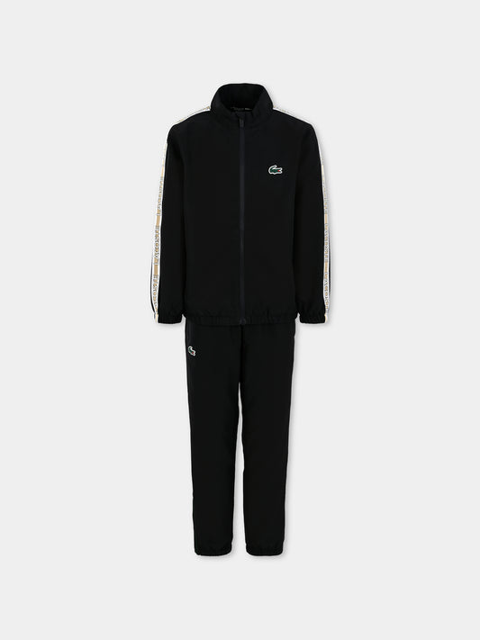 Completo nero per bambini con coccodrillo,Lacoste,WJ8484 964