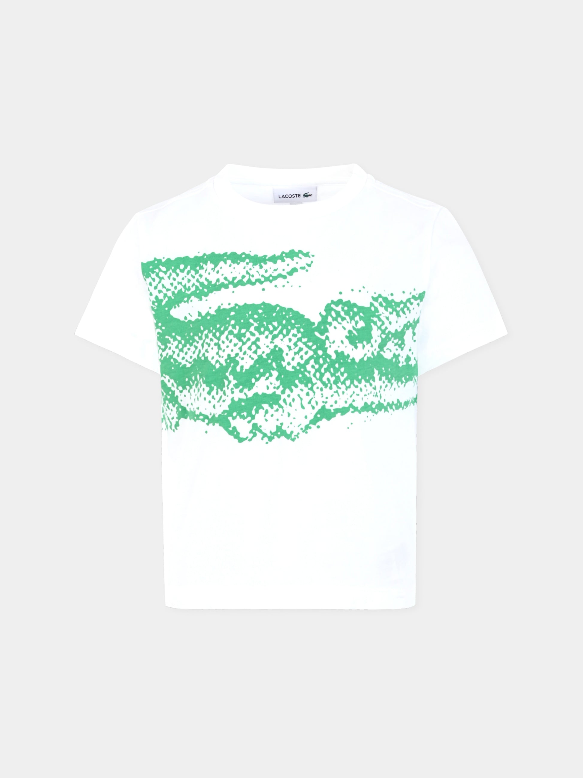T-shirt bianca per bambini con coccodrillo verde,Lacoste,TJ8460 001
