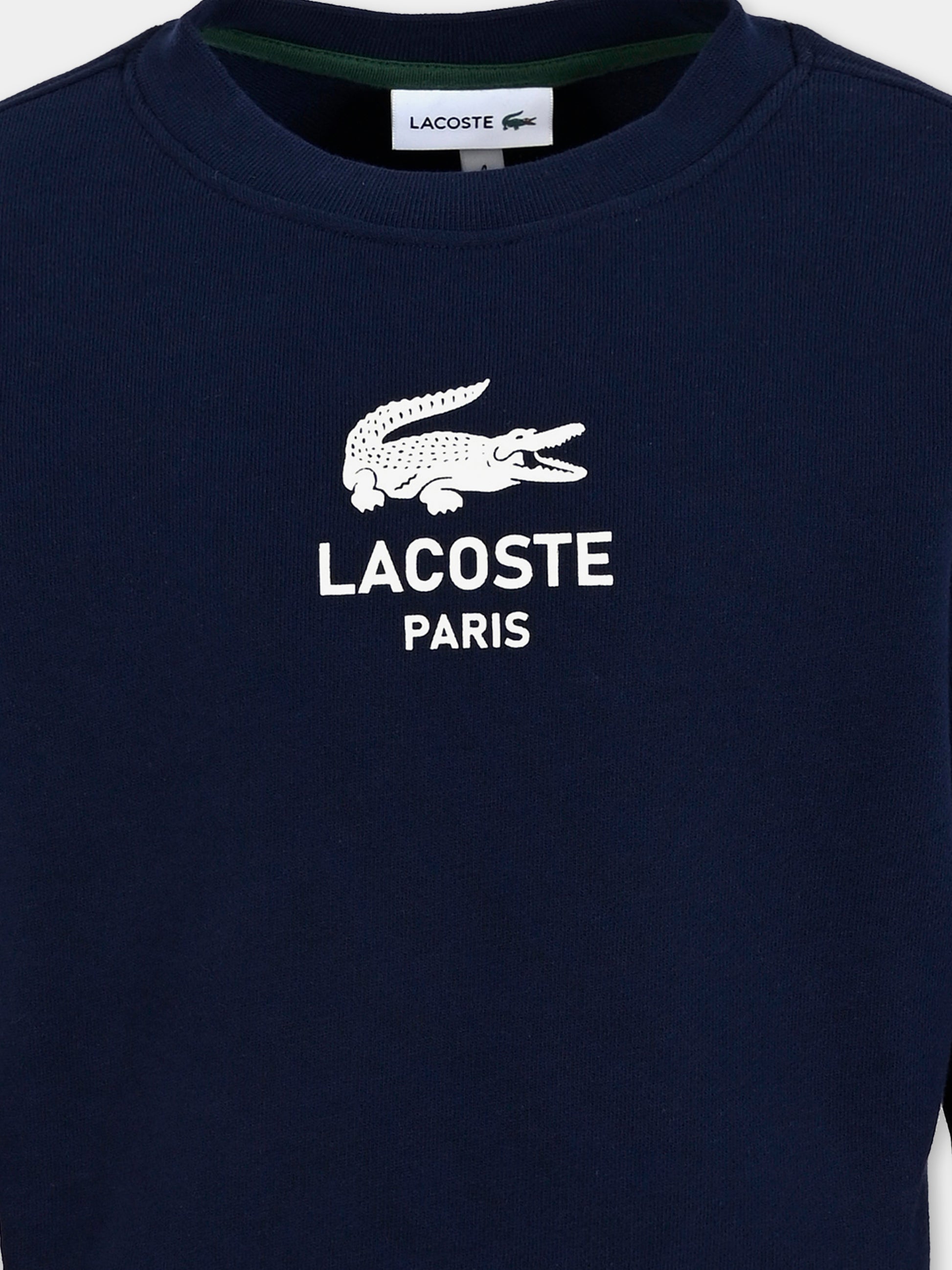 Felpa blu per bambini con logo e coccodrillo,Lacoste,SJ3005 166