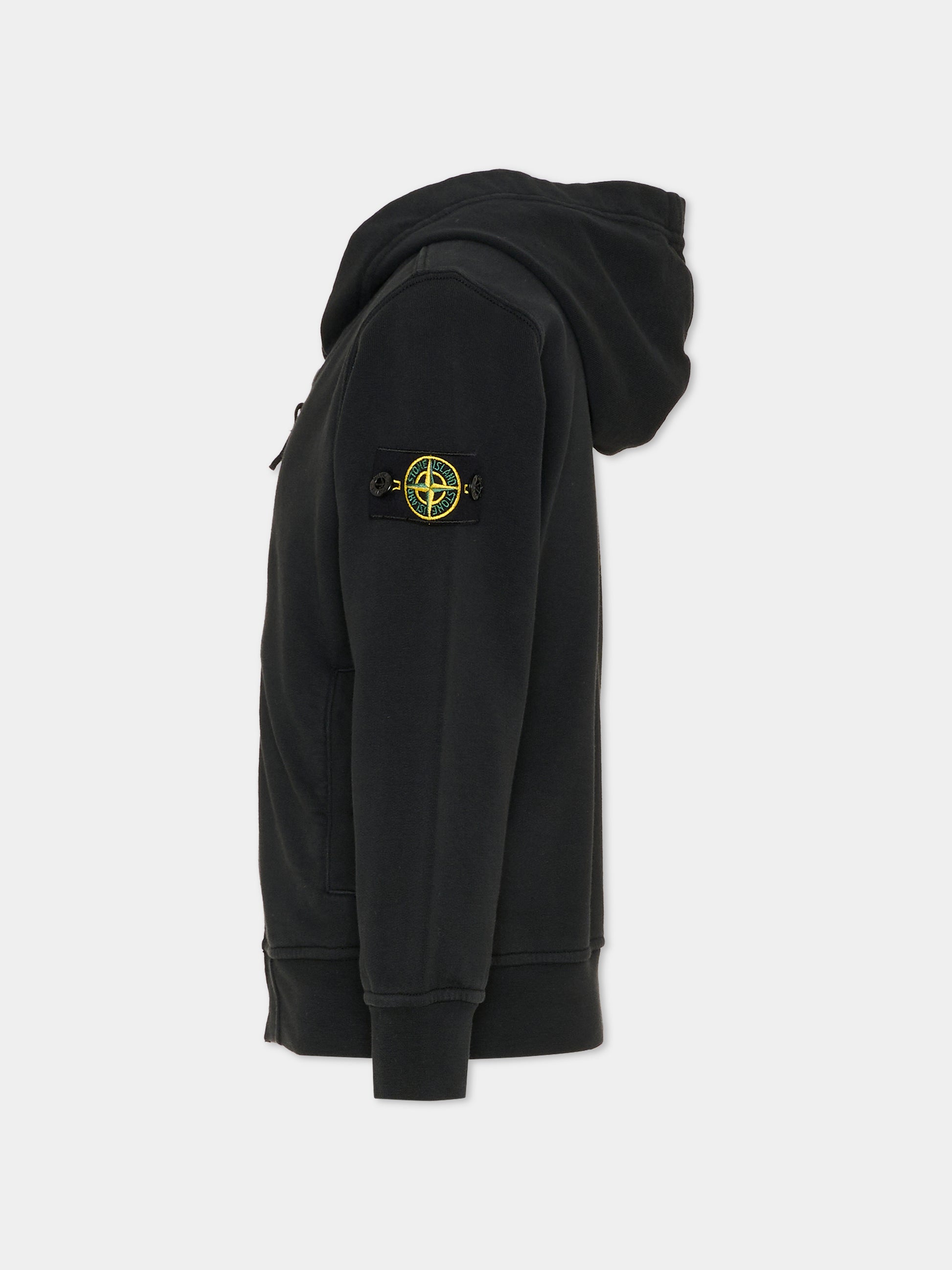 Felpa nera per bambini con bussola,Stone Island Junior,L1S16 6100004 S0040 - V0029