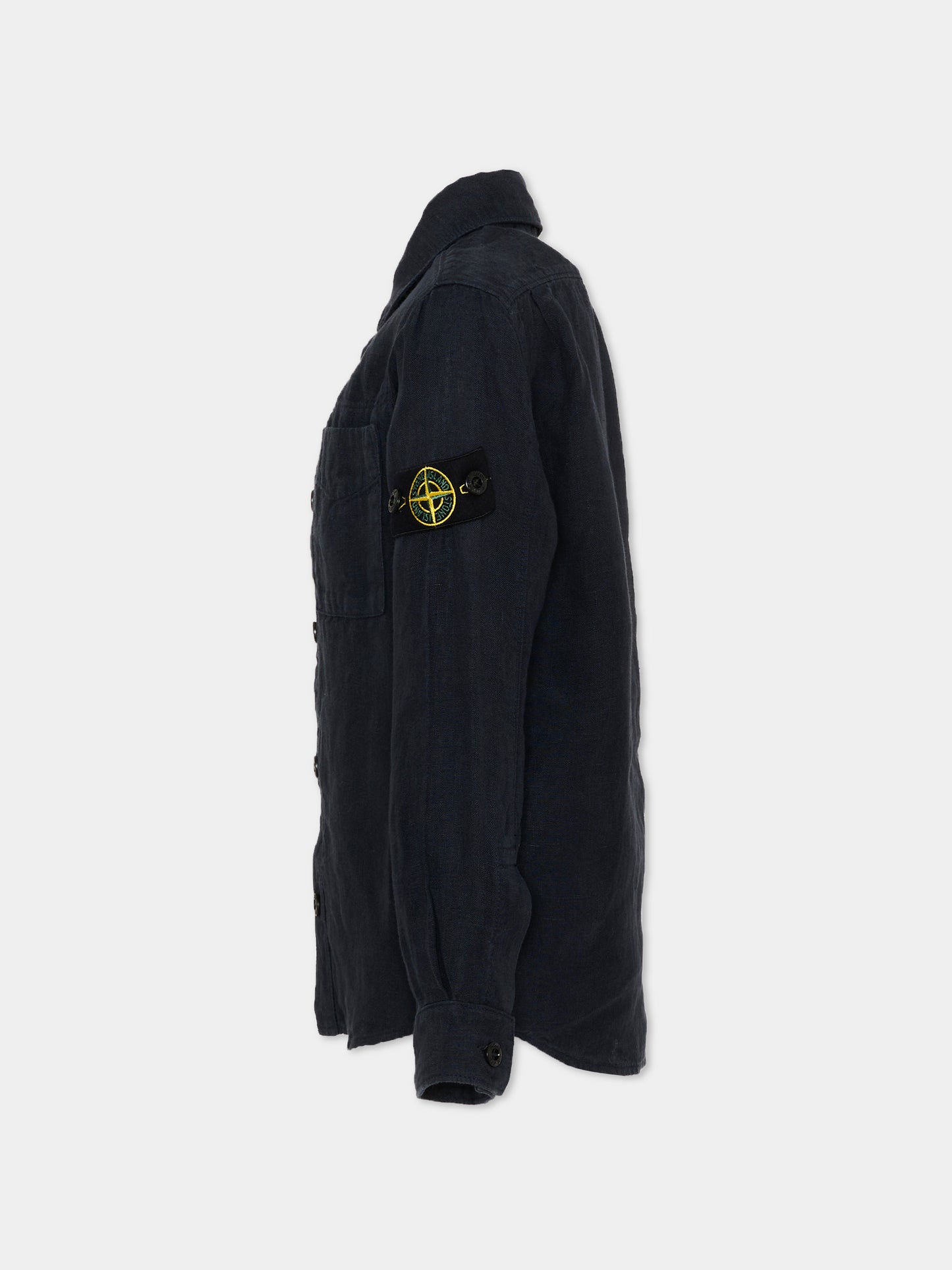 Camicia blu per bambino con compass patch,Stone Island Junior,L1S16 1100003 S0145 - V0020