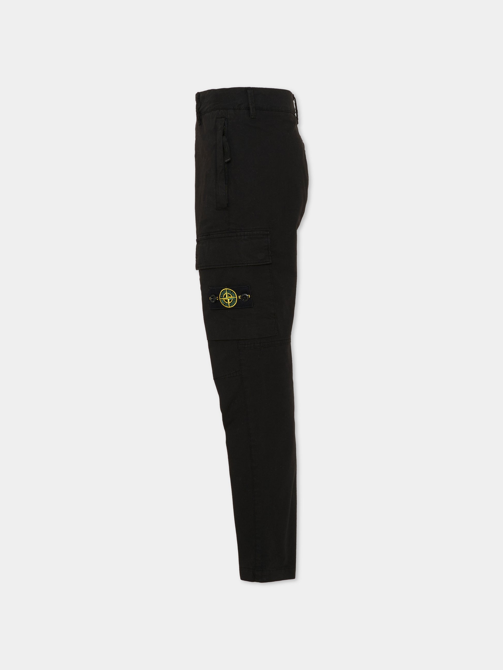 Pantaloni neri per bambino con bussola,Stone Island Junior,L1S16 3100004 S0001 - V0029