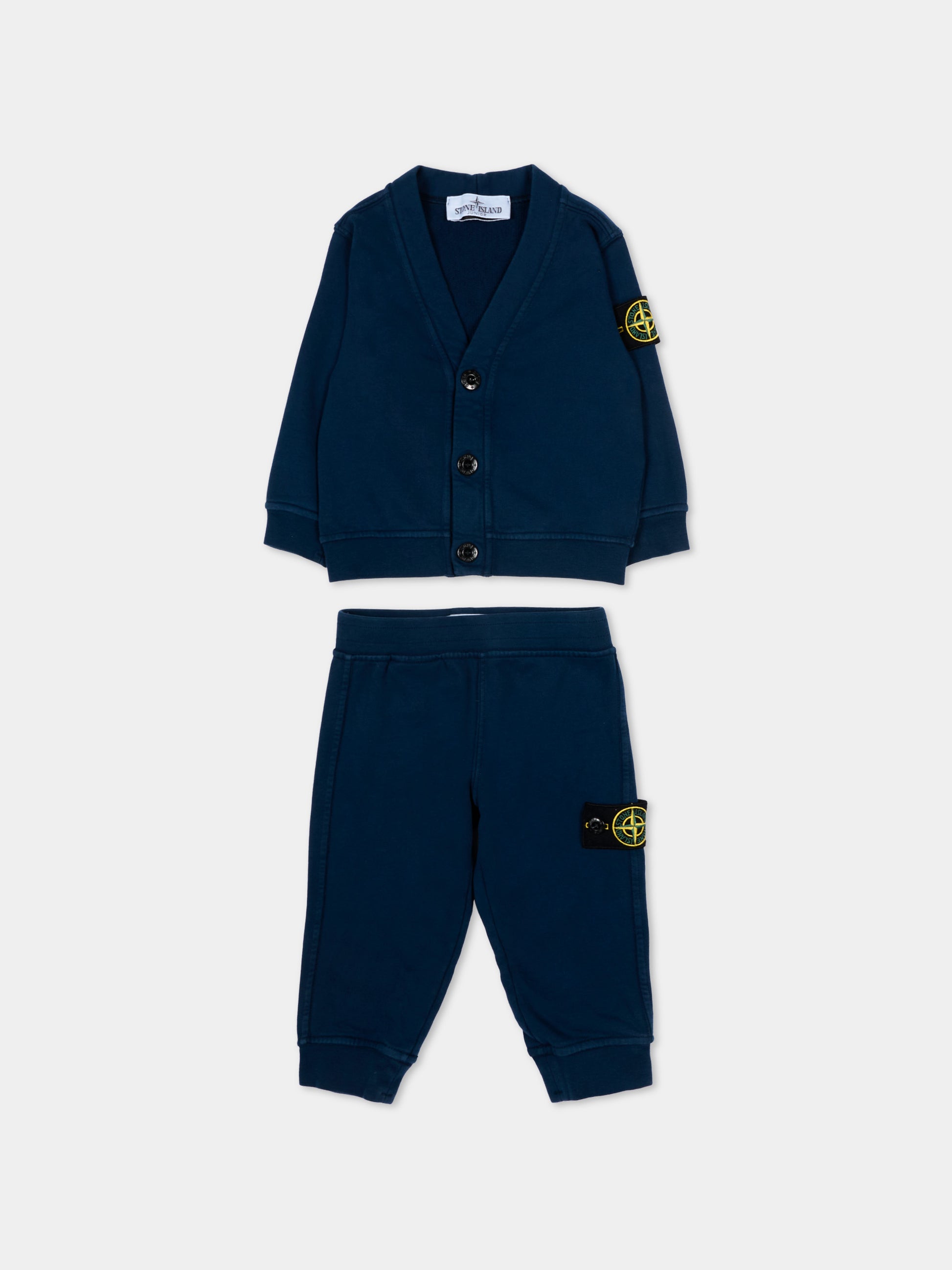 Completo sportivo blu per neonati con coperta,Stone Island Junior,L1S16 M200001 S0917 - V0020