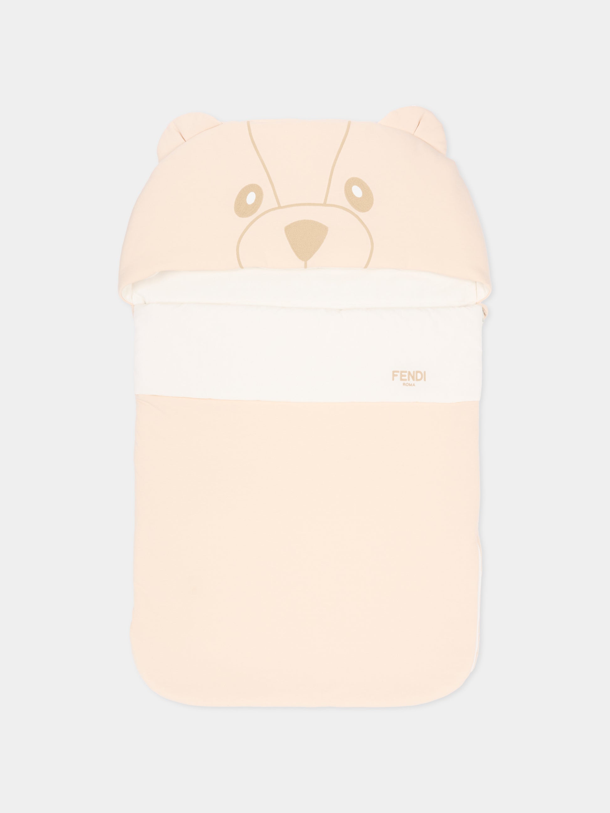 Sacco nanna beige per neonati con orsetto ricamato,Fendi Kids,BUJ324 ST8 F19J5