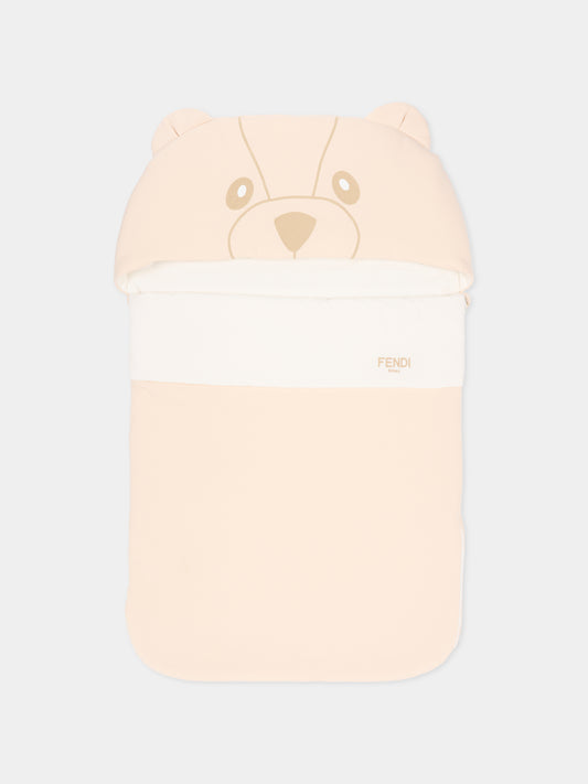 Sacco nanna beige per neonati con orsetto ricamato,Fendi Kids,BUJ324 ST8 F19J5
