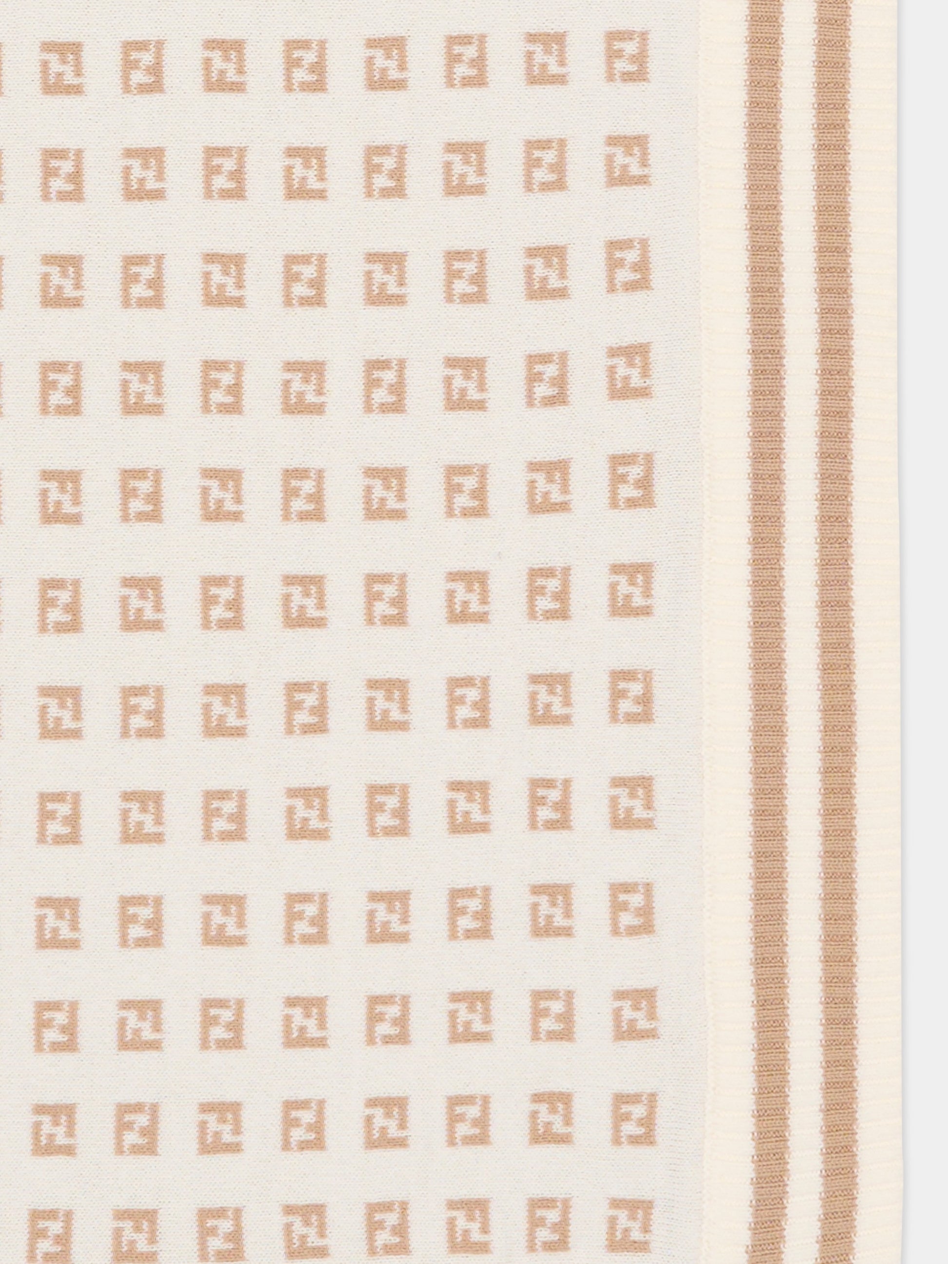 Coperta avorio per neonati con FF,Fendi Kids,BUJ325 AYMY F1PCP