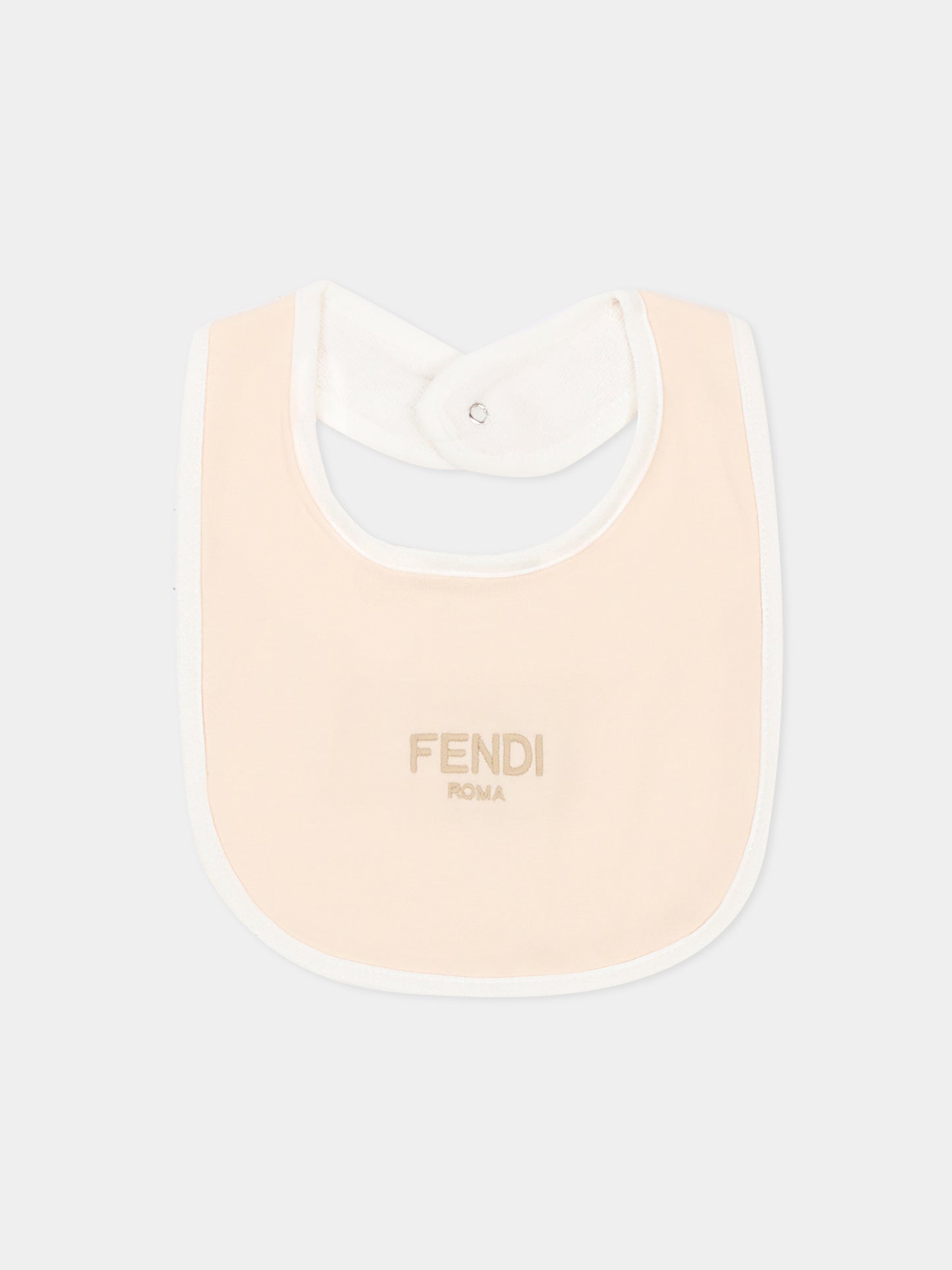 Set tutina beige per neonati con logo ricamato,Fendi Kids,BUK154 ST8 F19J5