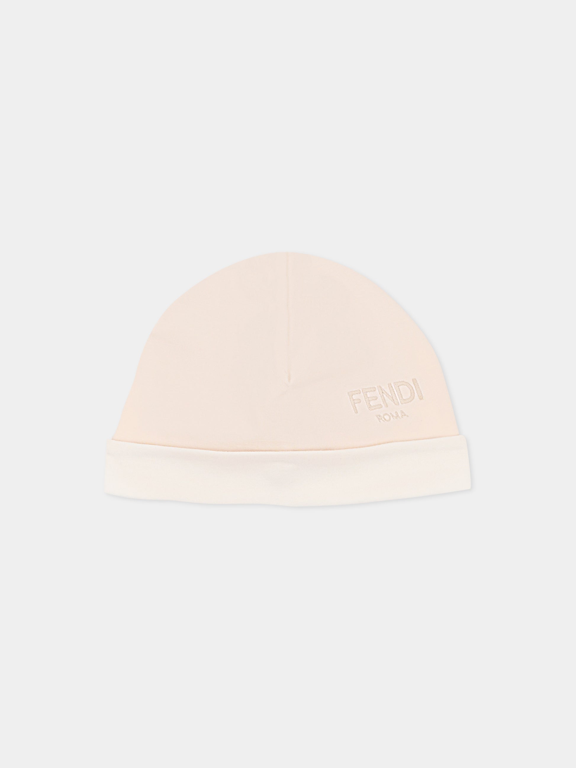 Set tutina beige per neonati con logo ricamato,Fendi Kids,BUK154 ST8 F19J5