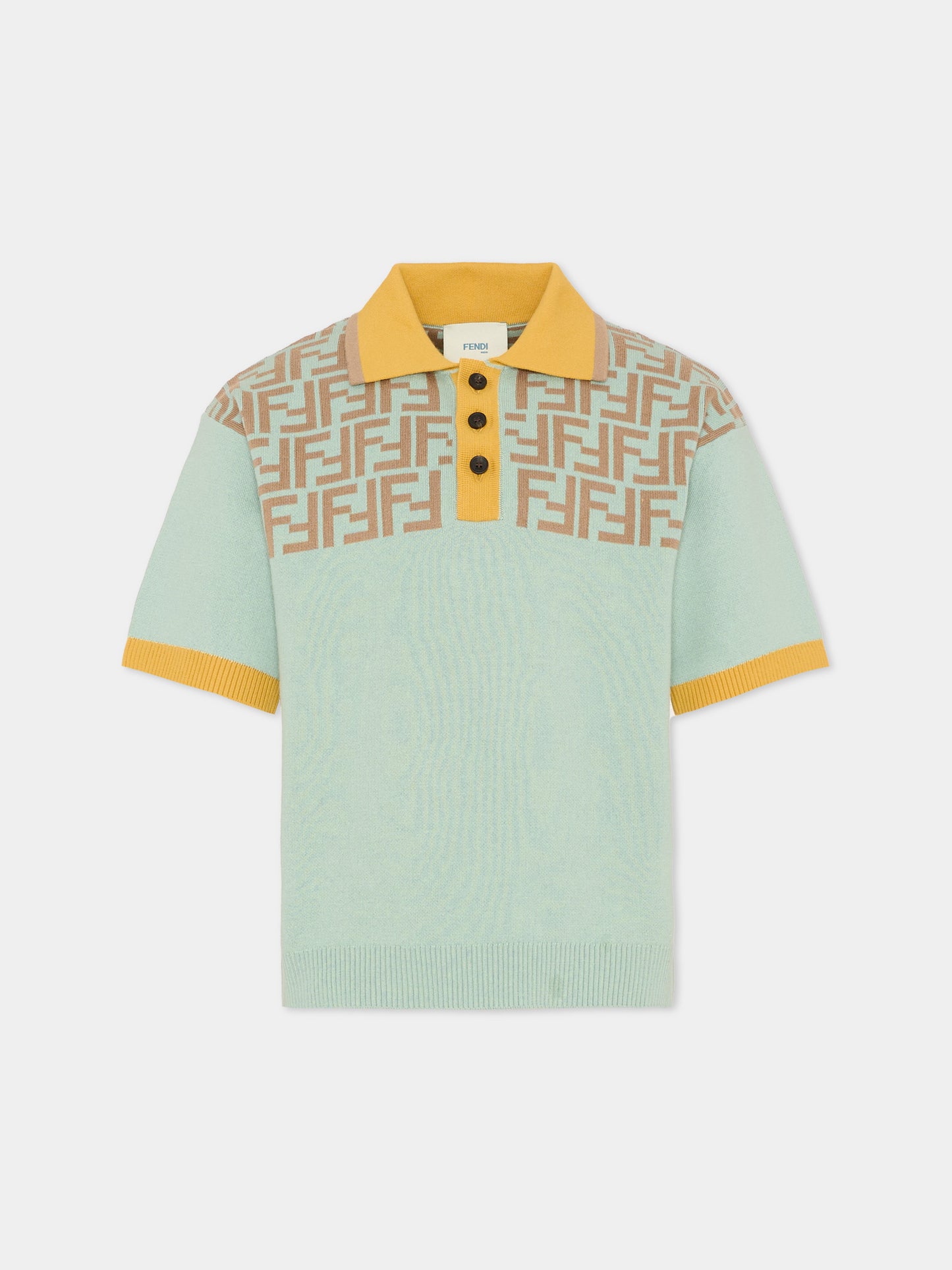 Polo verde acqua per bambino con FF,Fendi Kids,JMG141 AVVT F1UVI