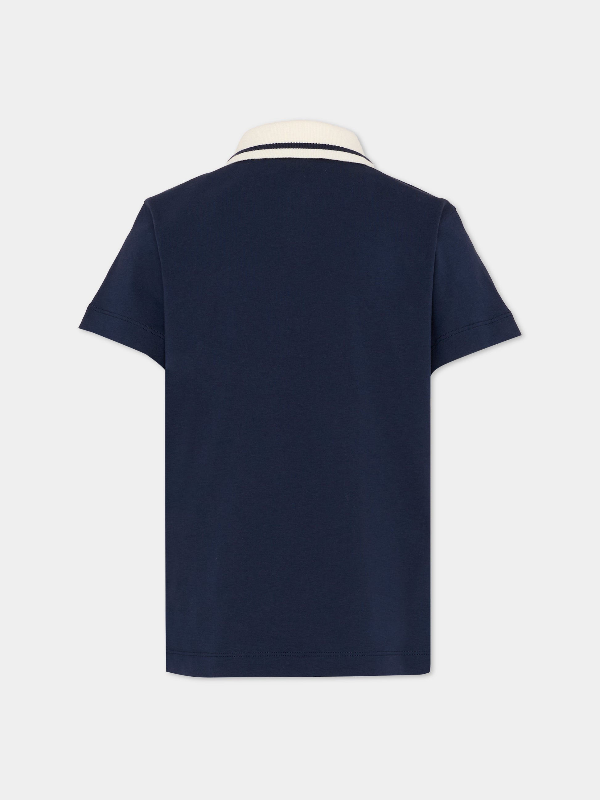 Polo blu per bambini con logo,Fendi Kids,JMI496 7AJ F0QG0