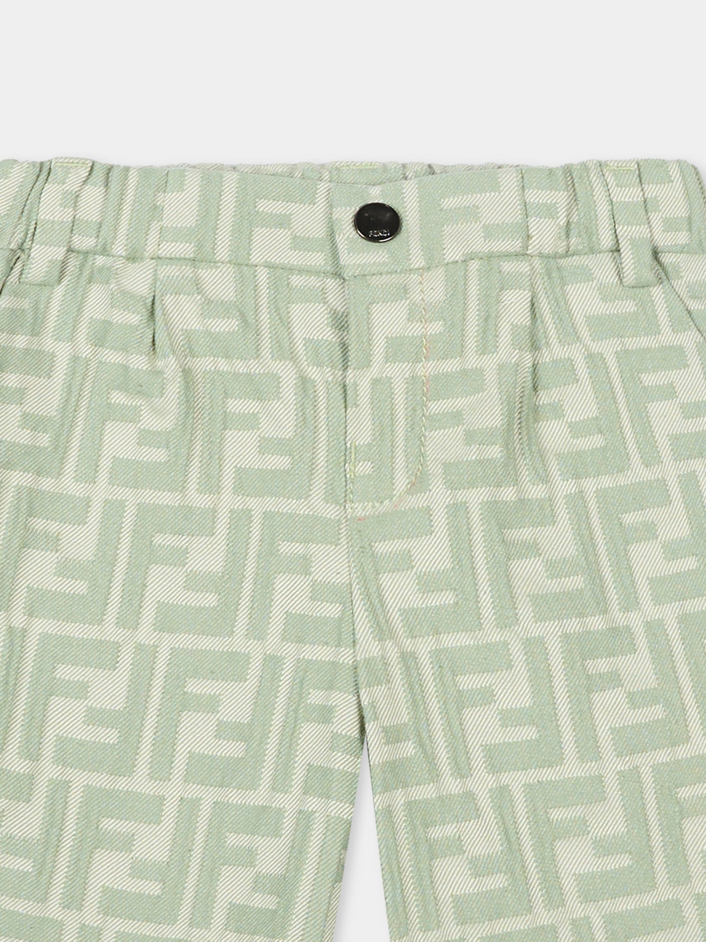 Shorts verdi per neonato con monogramma FF,Fendi Kids,BMF266 AVW1 F1DS6