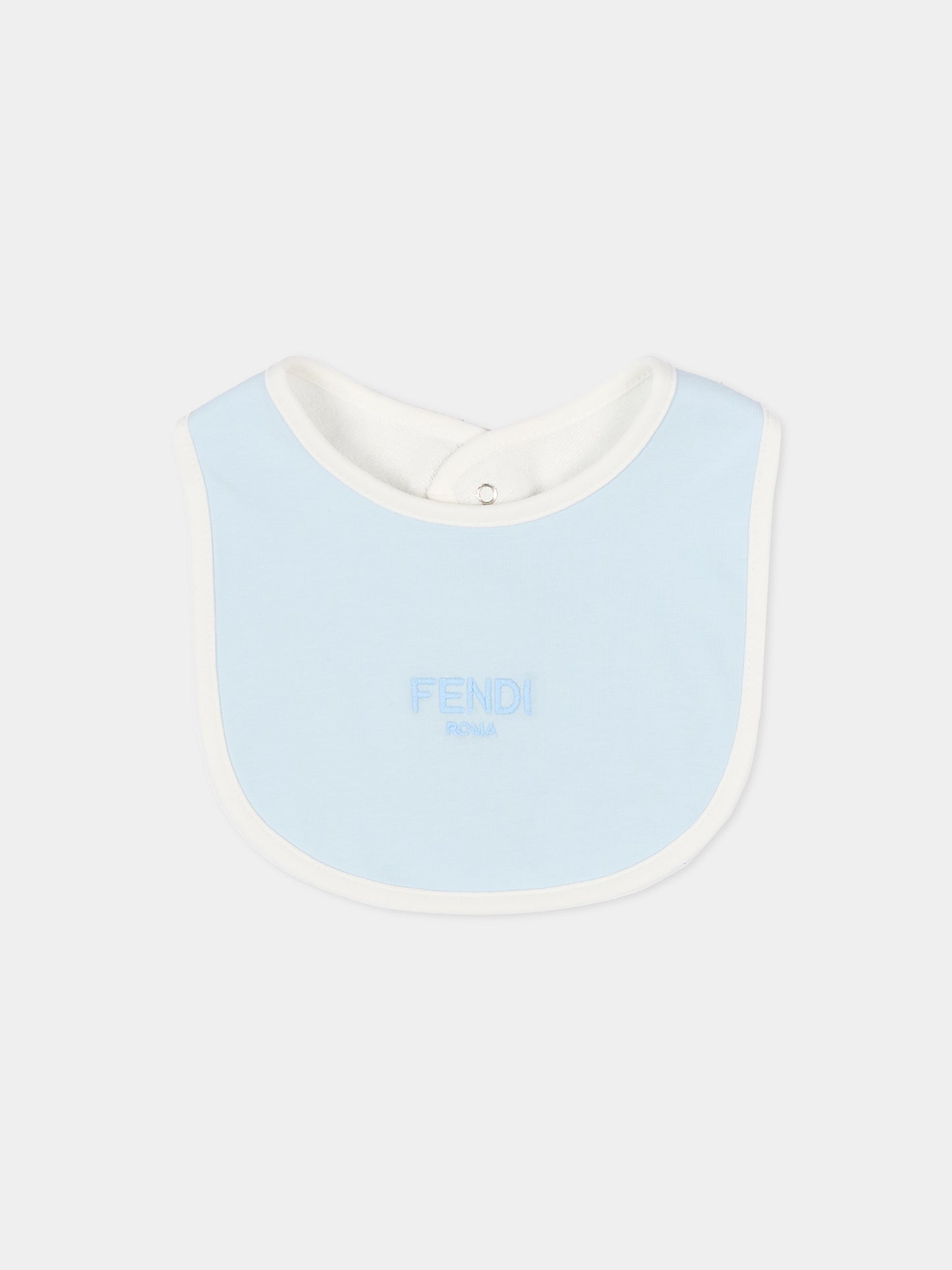 Set tutina celeste per neonato con logo ricamato,Fendi Kids,BUK154 ST8 F19J4