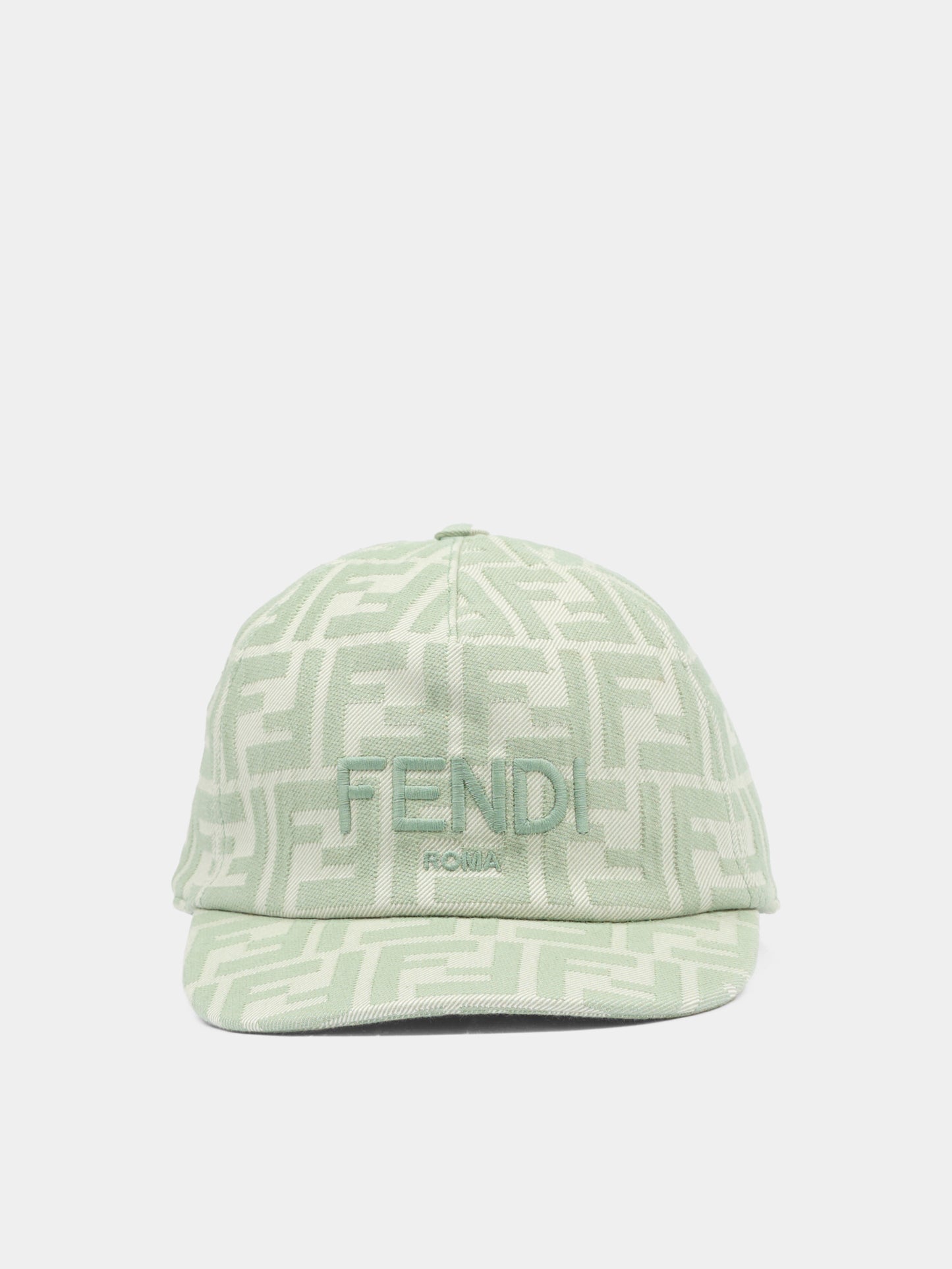 Cappello verde per bambino con FF,Fendi Kids,JFP082 AWF6 F0QG2