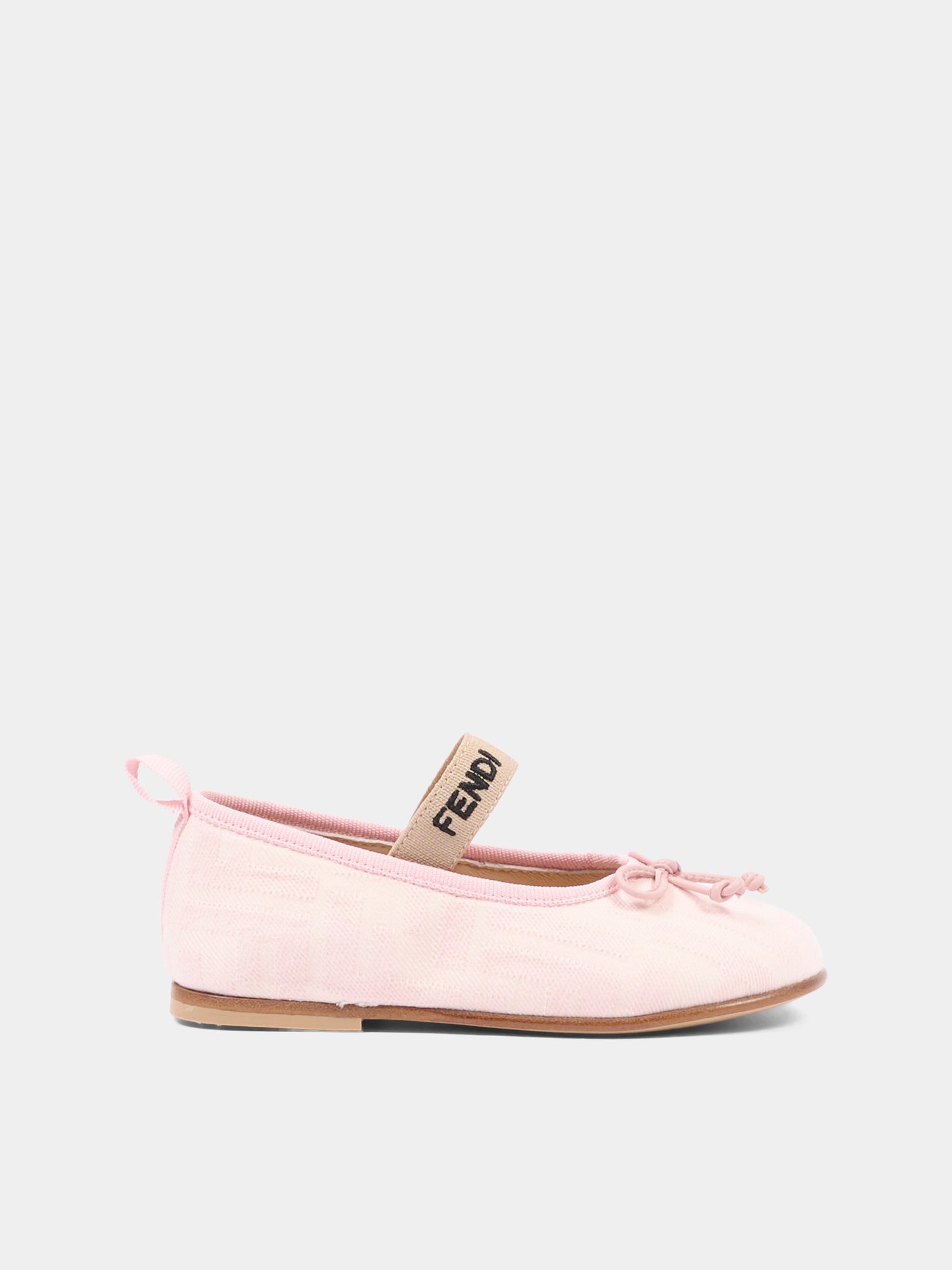 Ballerine rosa per bambina con logo,Fendi Kids,JFR377 AQ75 F1V9K