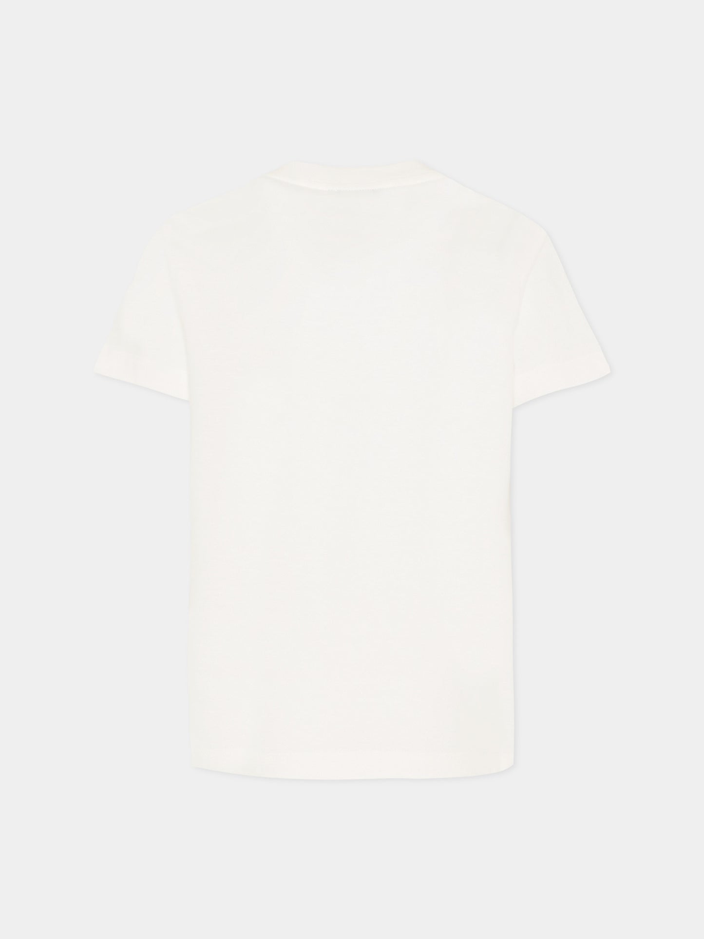 T-shirt avorio per bambini con cane Fendi,Fendi Kids,JMI503 7AJ F0TU9