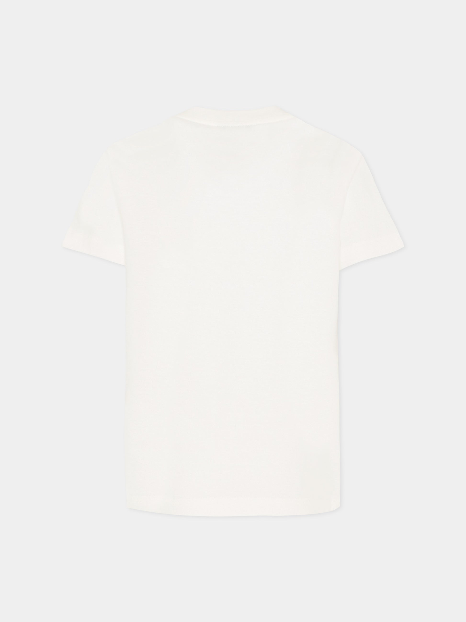 T-shirt avorio per bambini con cane Fendi,Fendi Kids,JMI503 7AJ F0TU9