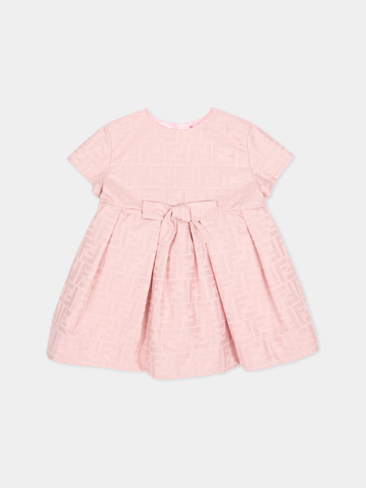 Vestito rosa per neonata con FF in lurex,Fendi Kids,BFB589 AVW6 F0ZKY