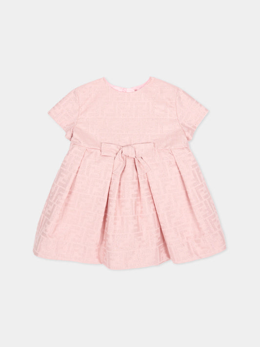 Vestito rosa per neonata con FF in lurex,Fendi Kids,BFB589 AVW6 F0ZKY