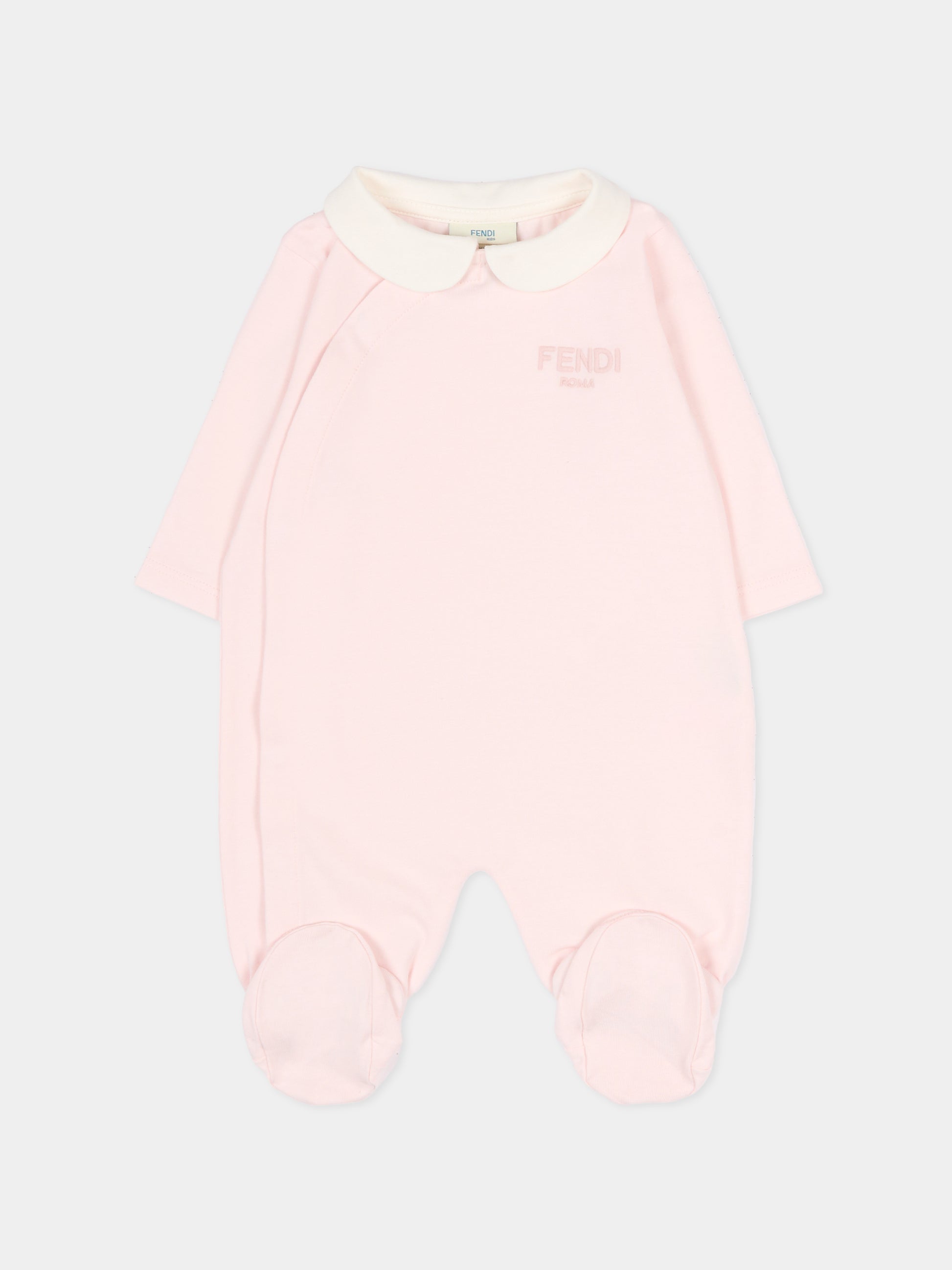 Set tutina rosa per neonata con logo ricamato,Fendi Kids,BUK154 ST8 F0C11