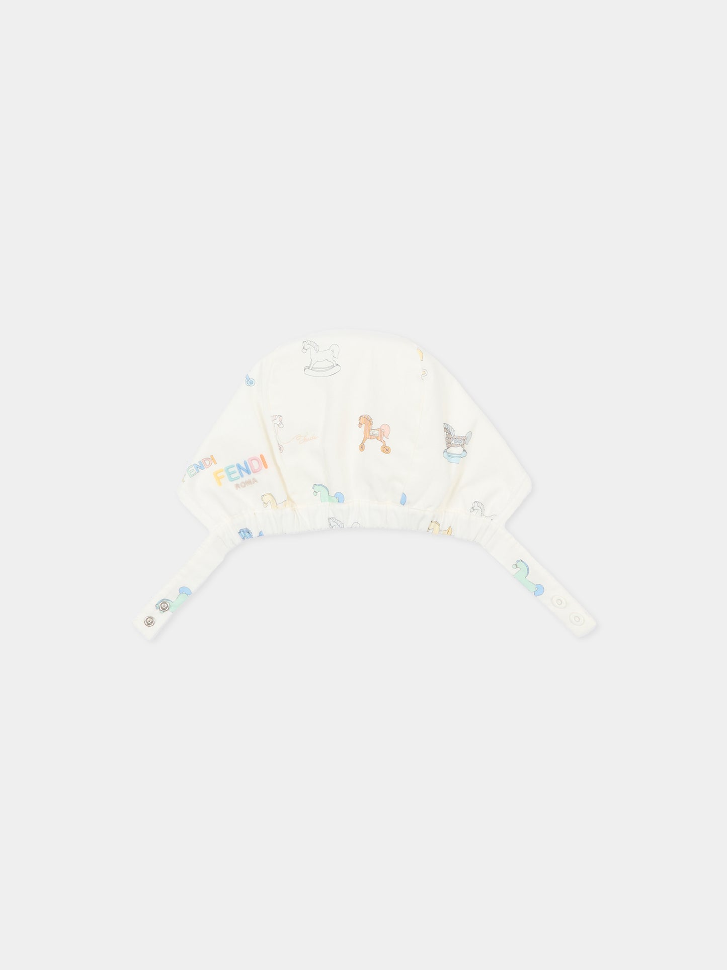 Set pagliaccetto avorio per neonati con cavallo a dondolo,Fendi Kids,BUK159 AVW9 F0ZA0