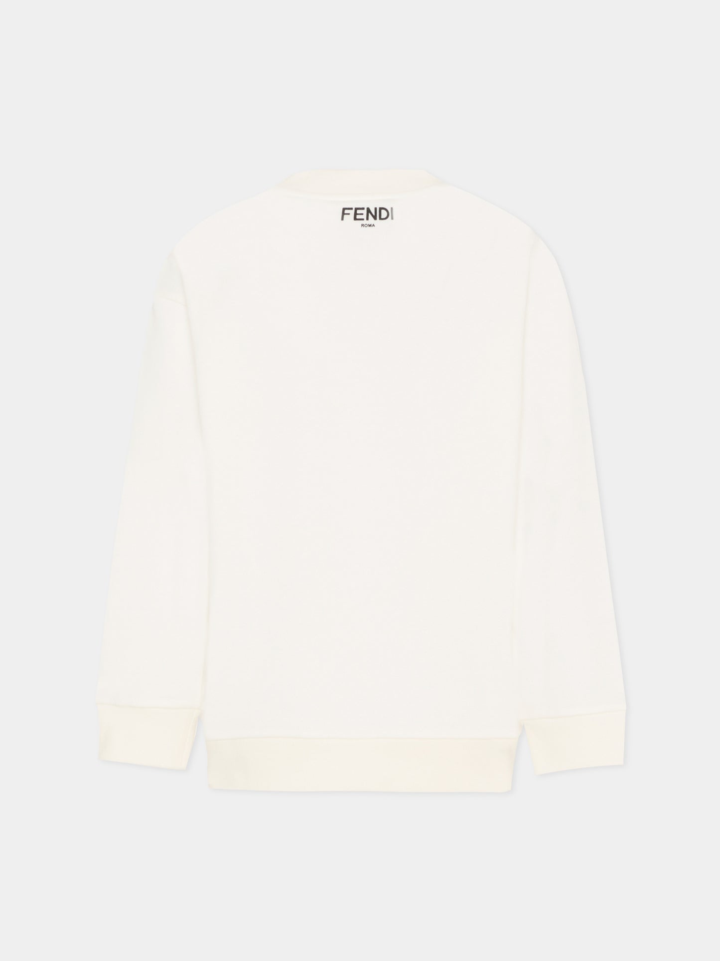 Felpa avorio per bambina con stampa fiocco,Fendi Kids,JFH163 5V0 F0TU9