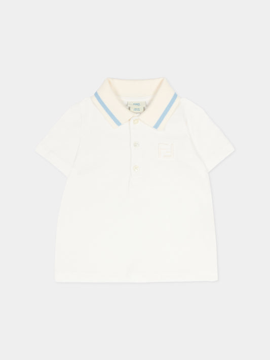 Polo avorio per neonato con FF,Fendi Kids,BMI268 7AJ F0TU9