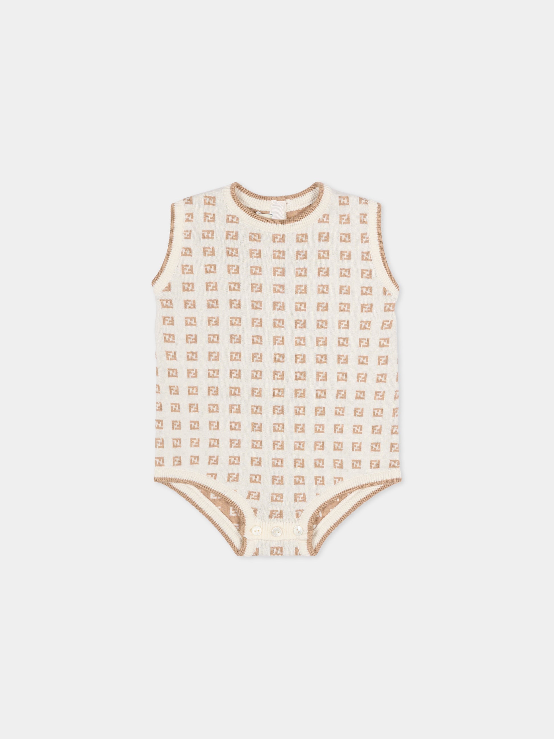 Set body avorio per neonati con FF,Fendi Kids,BUG210 AYMY F1PCP