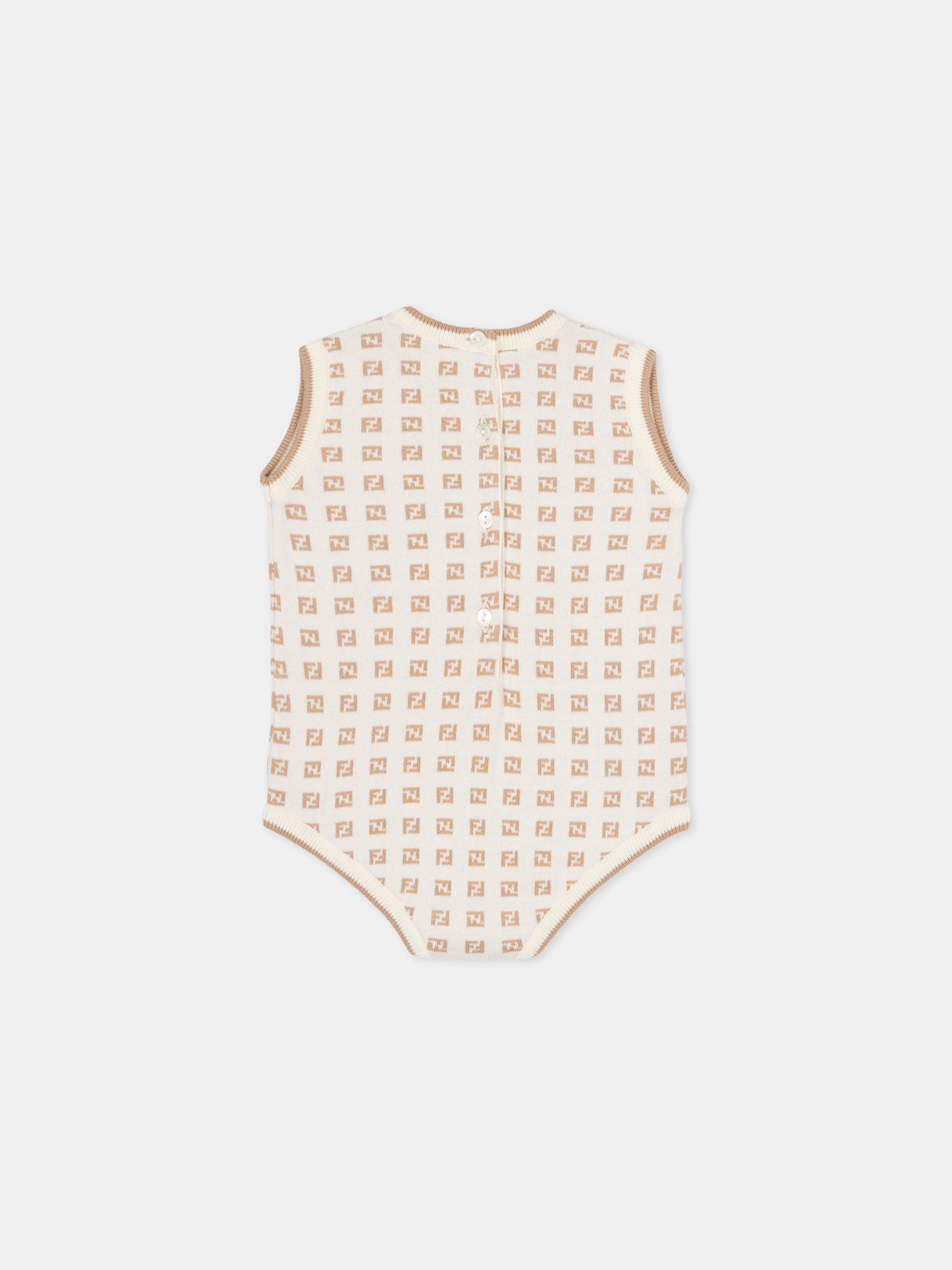 Set body avorio per neonati con FF,Fendi Kids,BUG210 AYMY F1PCP