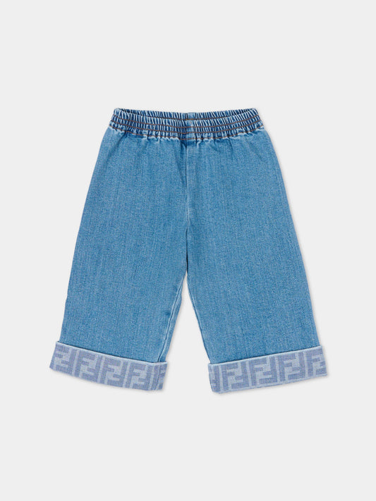 Jeans denim per neonata con FF,Fendi Kids,BUF261 AVVU F0QG0