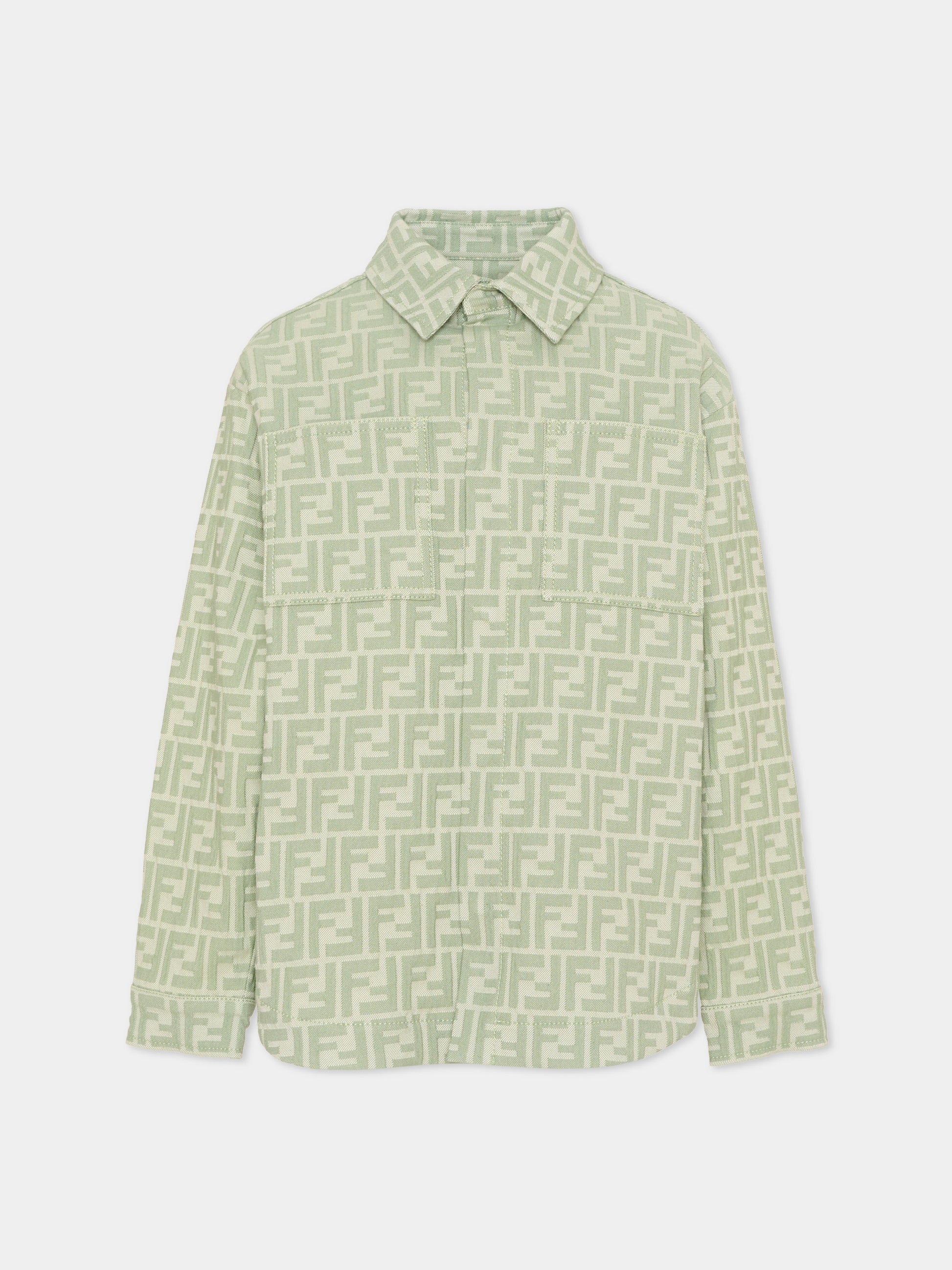 Giacca verde per bambino con monogram FF,Fendi Kids,JUA272 AVW1 F1DS6