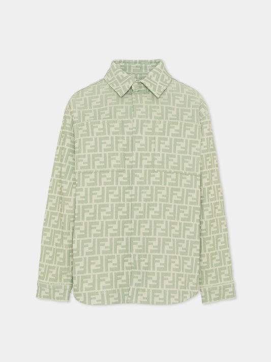 Giacca verde per bambino con monogram FF,Fendi Kids,JUA272 AVW1 F1DS6
