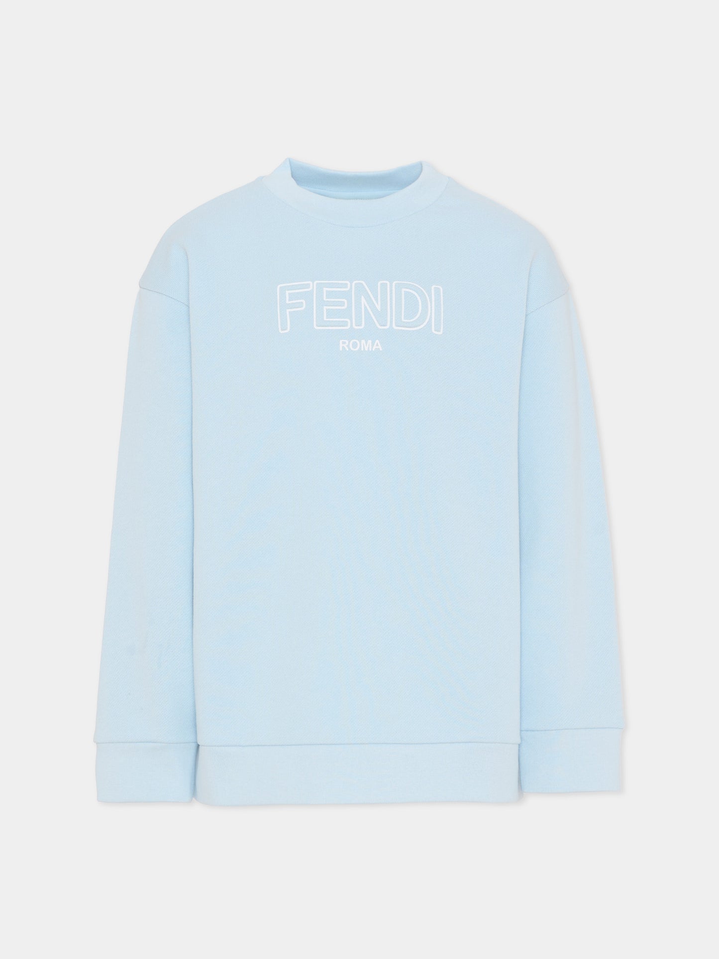 Felpa celeste per bambino con logo,Fendi Kids,JUH108 5V0 F0EX7