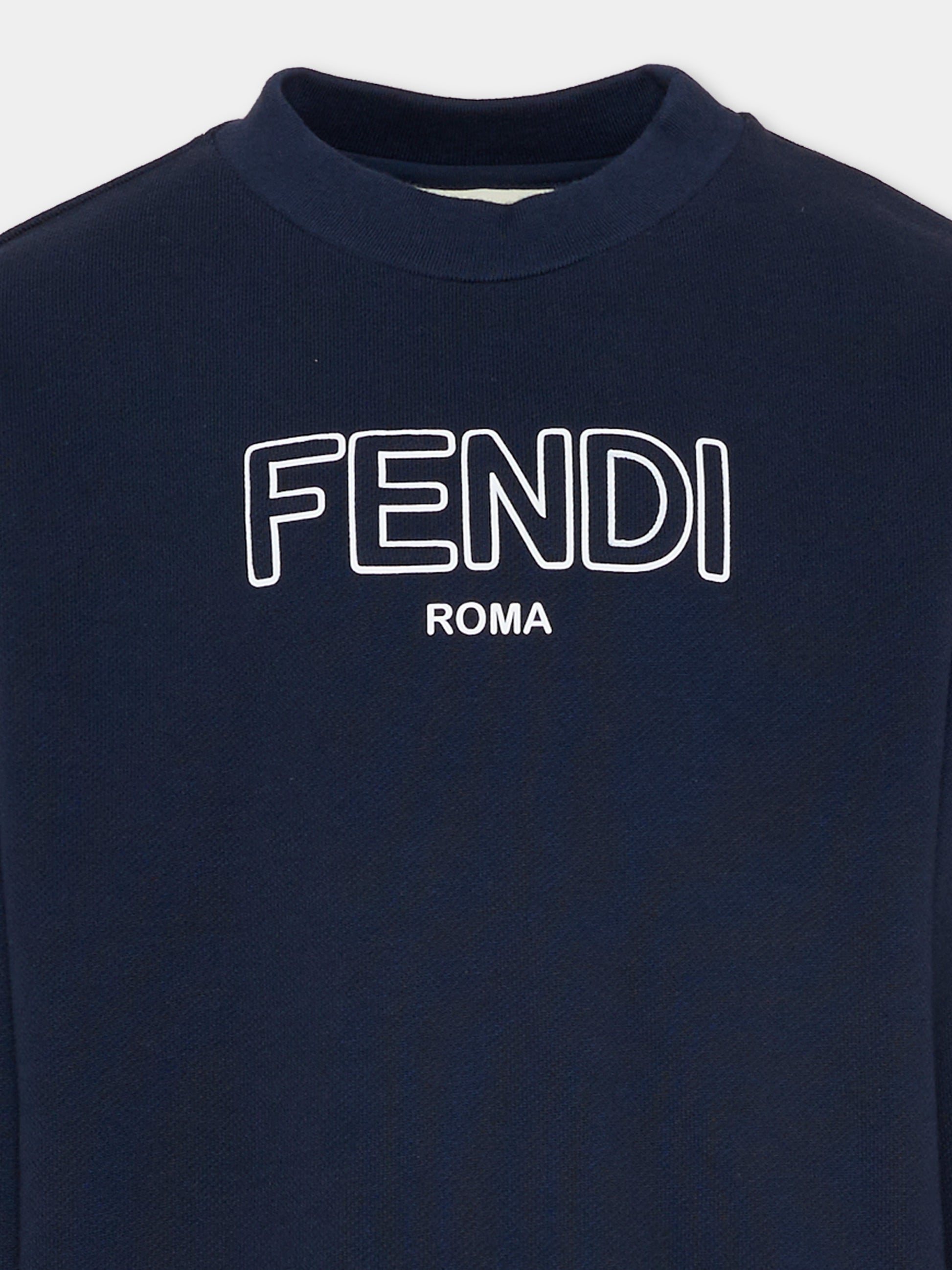 Felpa blu per bambini con logo,Fendi Kids,JUH108 5V0 F0QG0