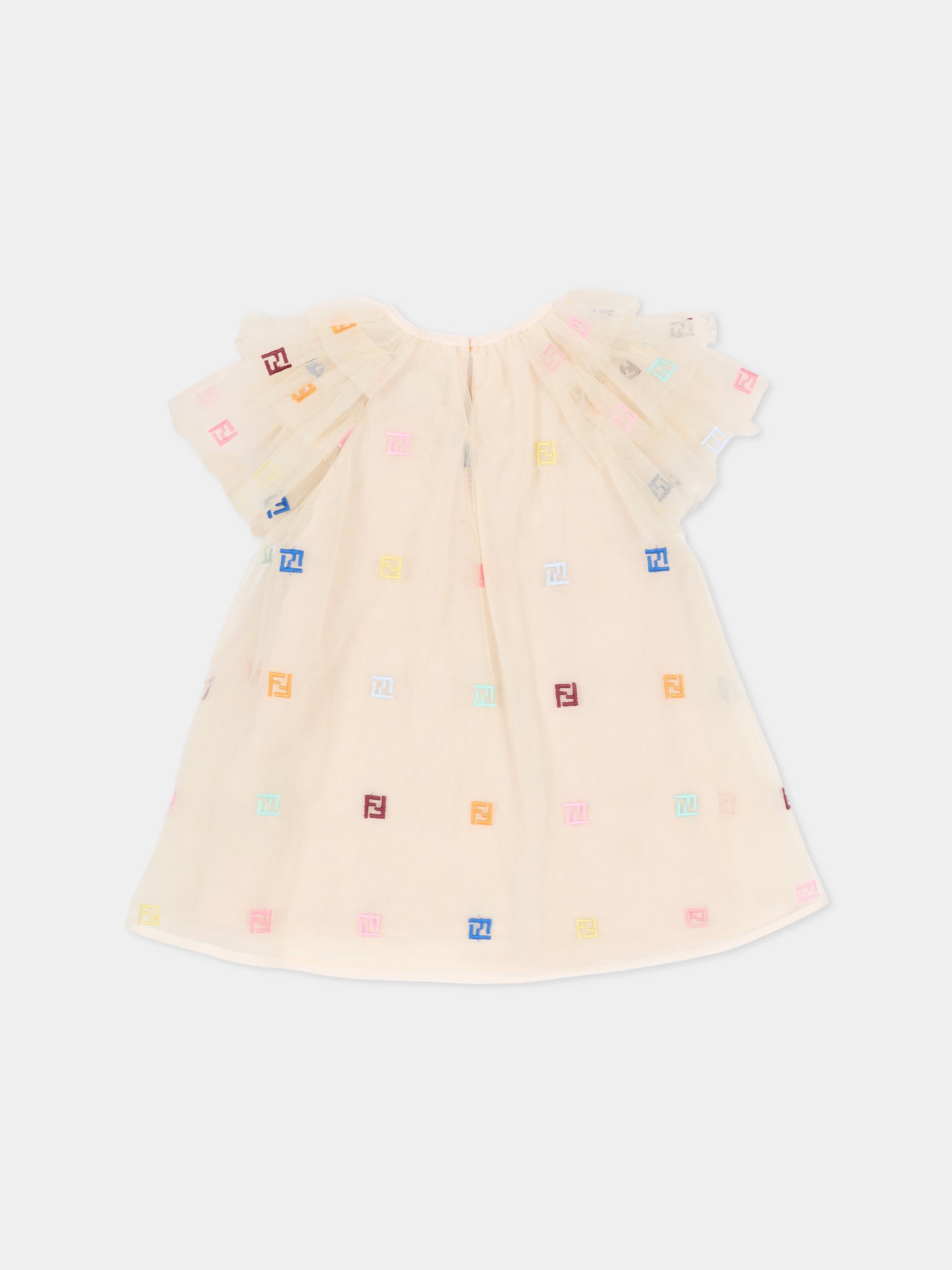 Vestito beige per neonata con FF,Fendi Kids,BFB601 AEXX F1P2N