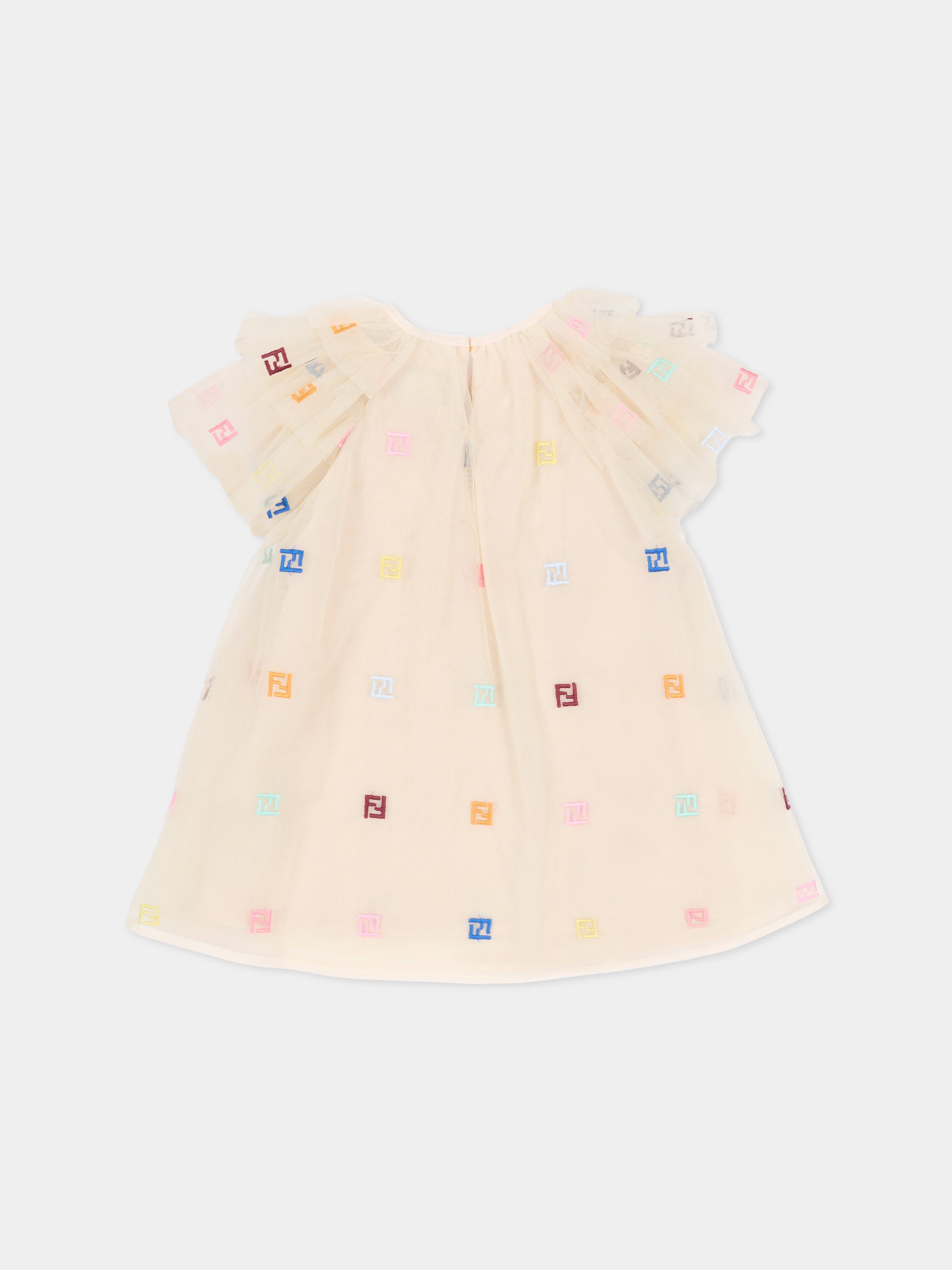 Vestito beige per neonata con FF,Fendi Kids,BFB601 AEXX F1P2N