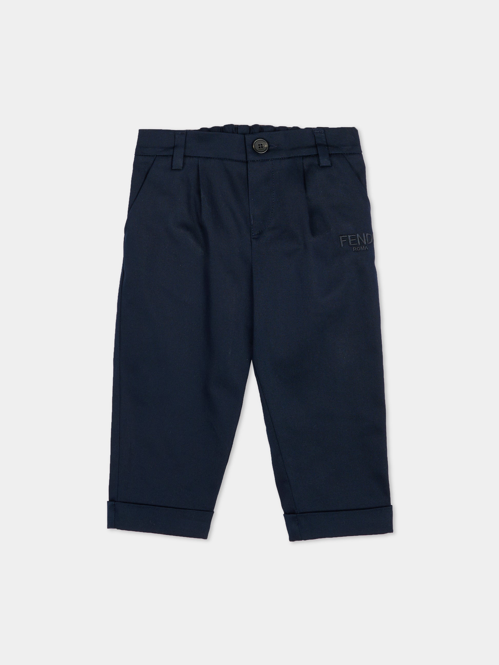 Pantaloni blu per neonato con logo,Fendi Kids,BMF271 AS5Y F0QG0