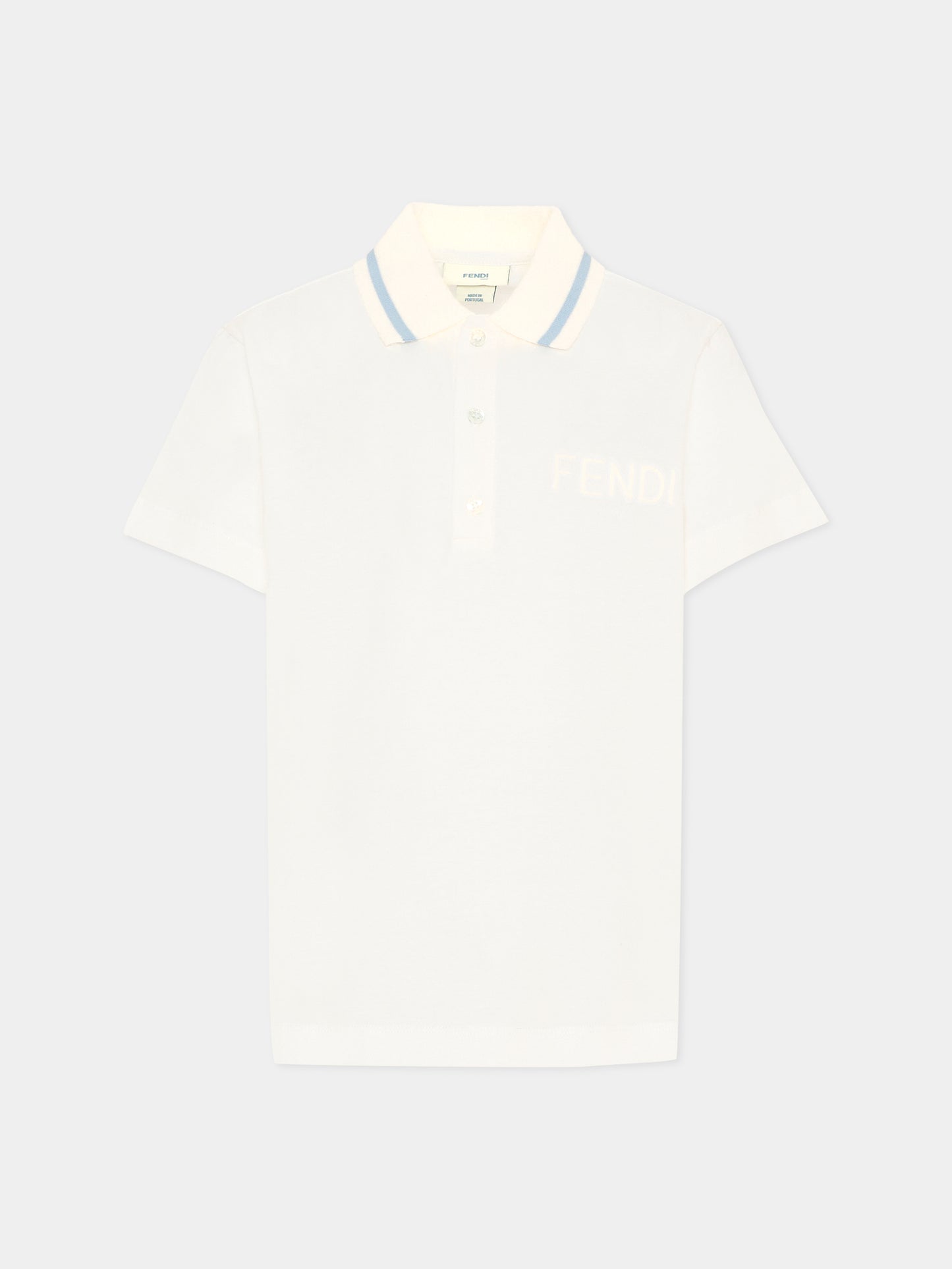 Polo avorio per bambino con logo,Fendi Kids,JMI496 7AJ F0TU9