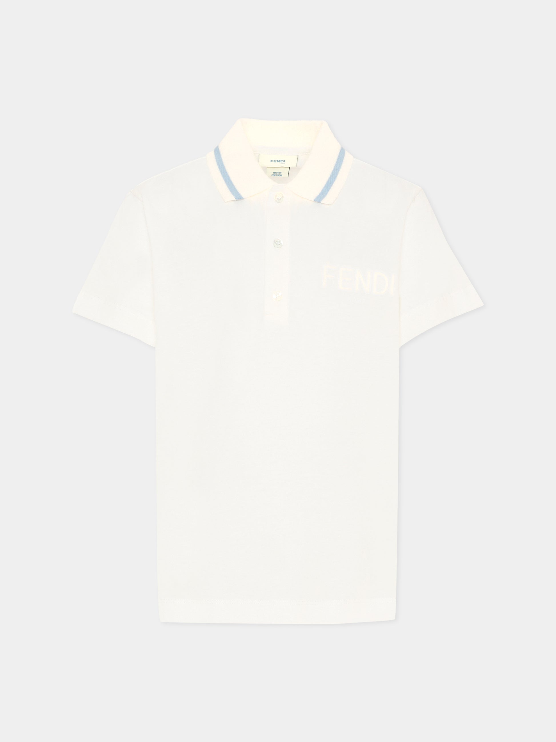 Polo avorio per bambino con logo,Fendi Kids,JMI496 7AJ F0TU9