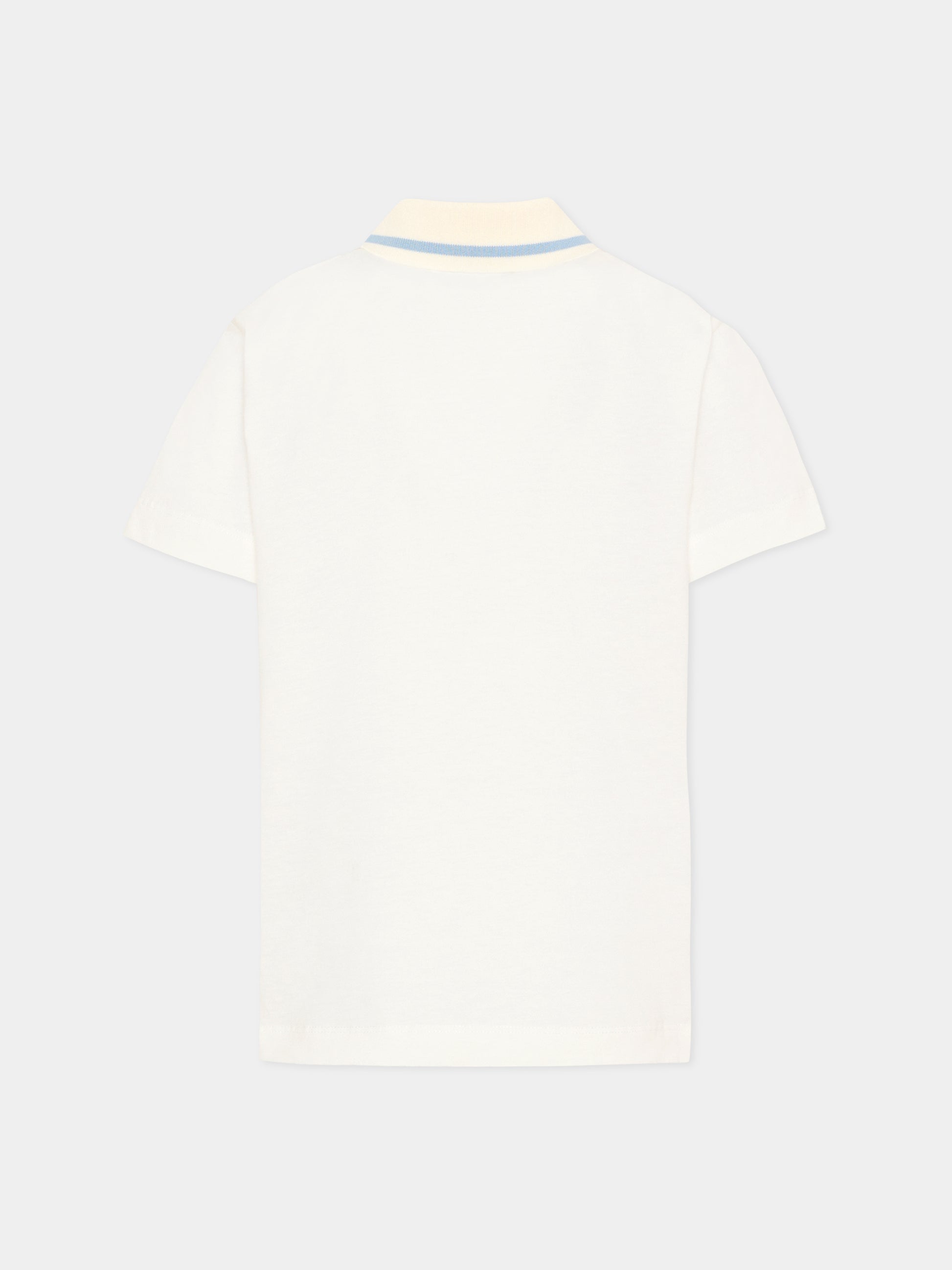 Polo avorio per bambino con logo,Fendi Kids,JMI496 7AJ F0TU9