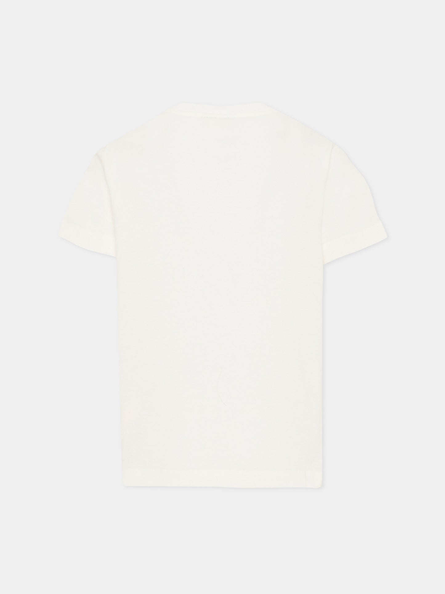 T-shirt avorio per bambino con polpo e FF,Fendi Kids,JMI505 7AJ F0TU9