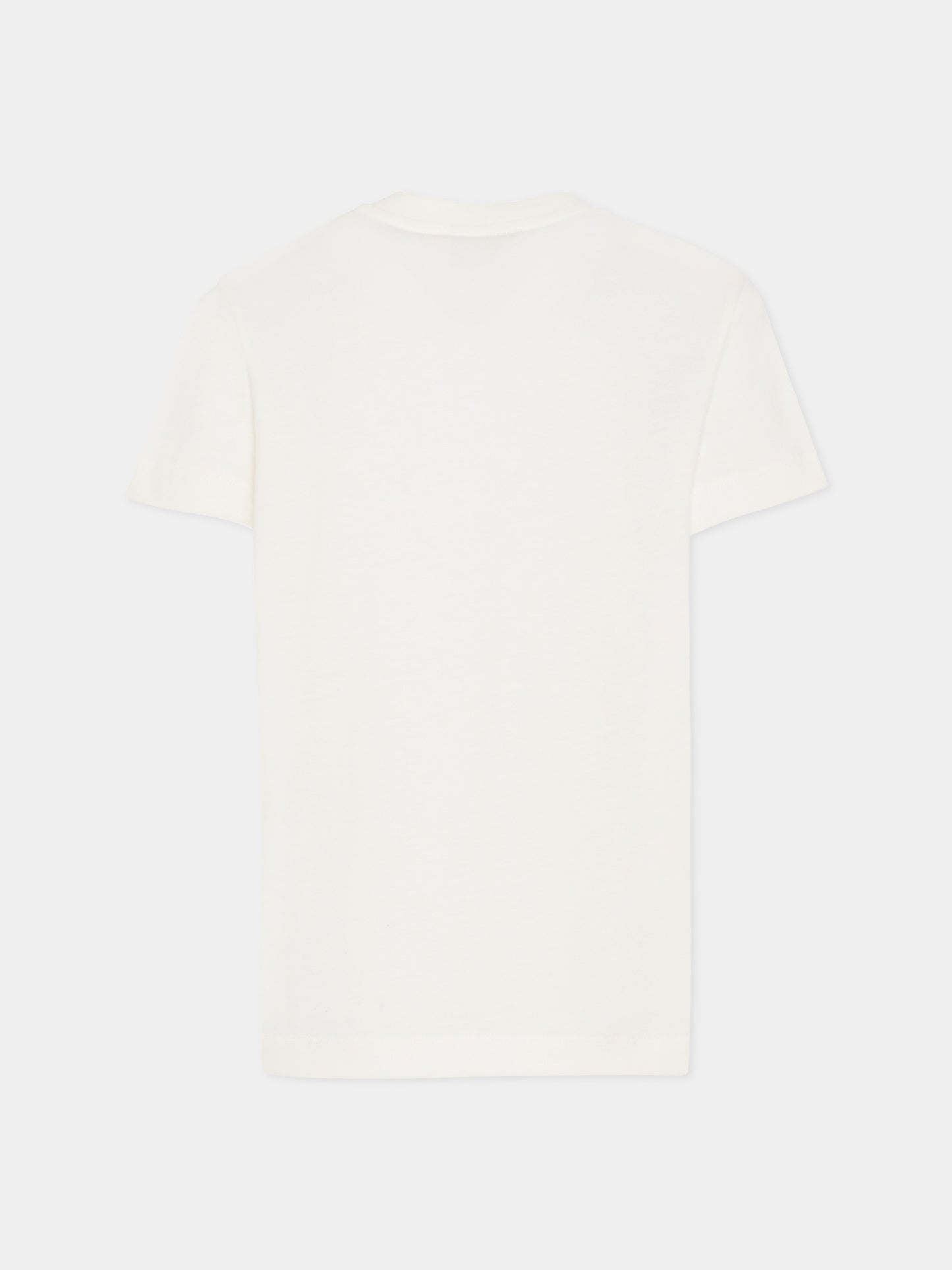 T-shirt avorio per bambini con logo,Fendi Kids,JUI202 7AJ F0TU9