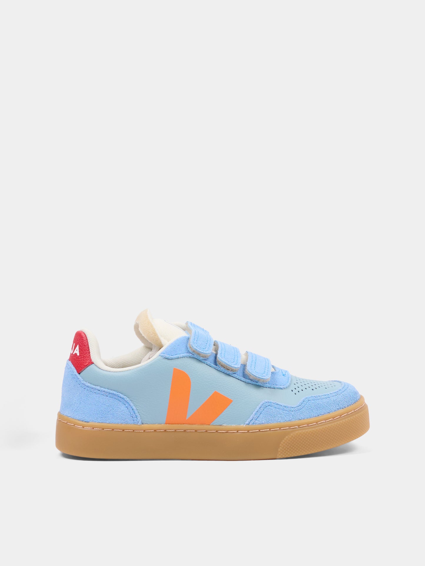 Sneakers V-90 celesti per bambino con logo,Veja,SX2021513C