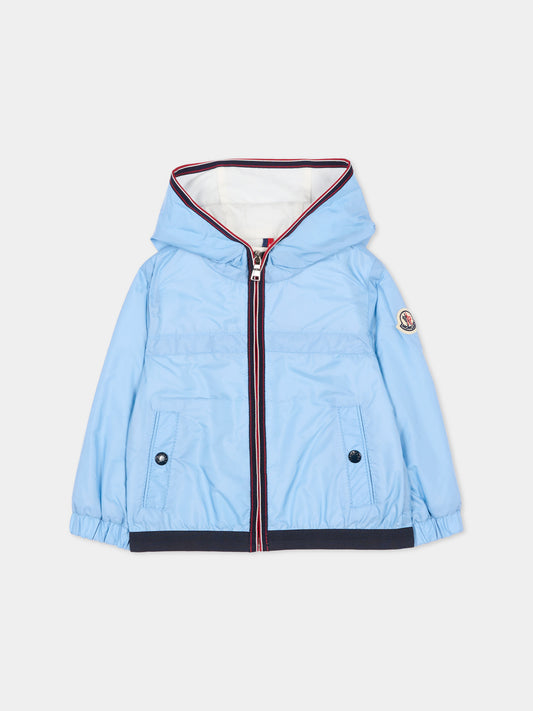 Giacca a vento azzurra per neonato con logo,Moncler Kids,L1951 1A00022 53A5E 713