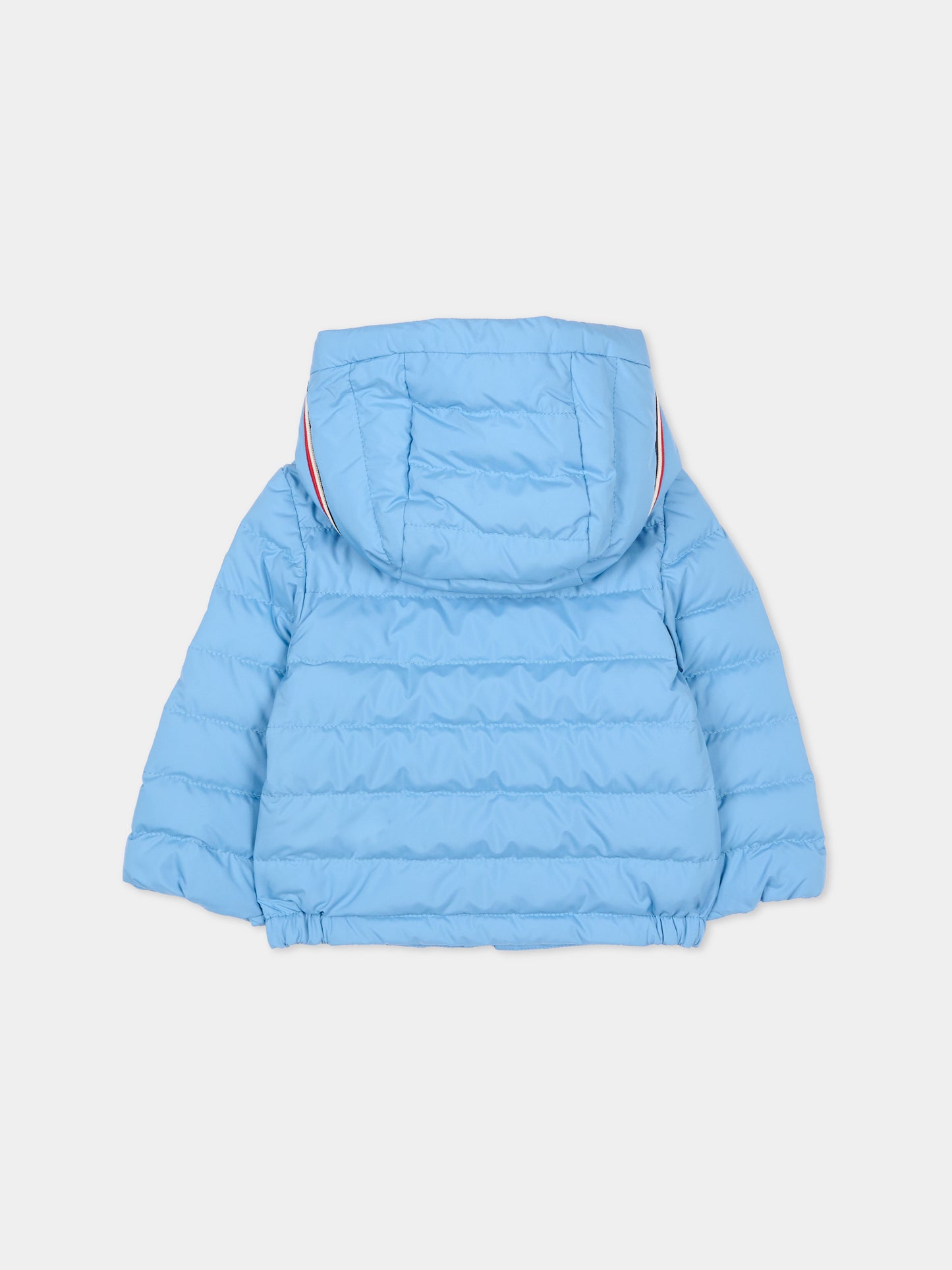 Piumino azzurro per neonato con logo,Moncler Kids,L1951 1A00024 597YW 70Q
