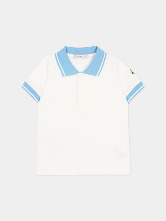 Polo bianca per neonato con logo,Moncler Kids,L1951 8A00001 8496F 034