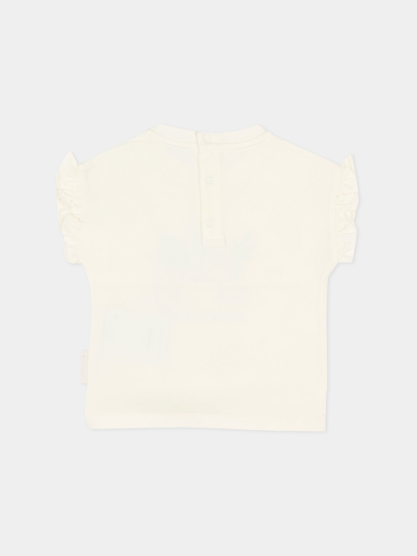 T-shirt avorio per neonata con tigre,Moncler Kids,L1951 8C00002 89AUM 034