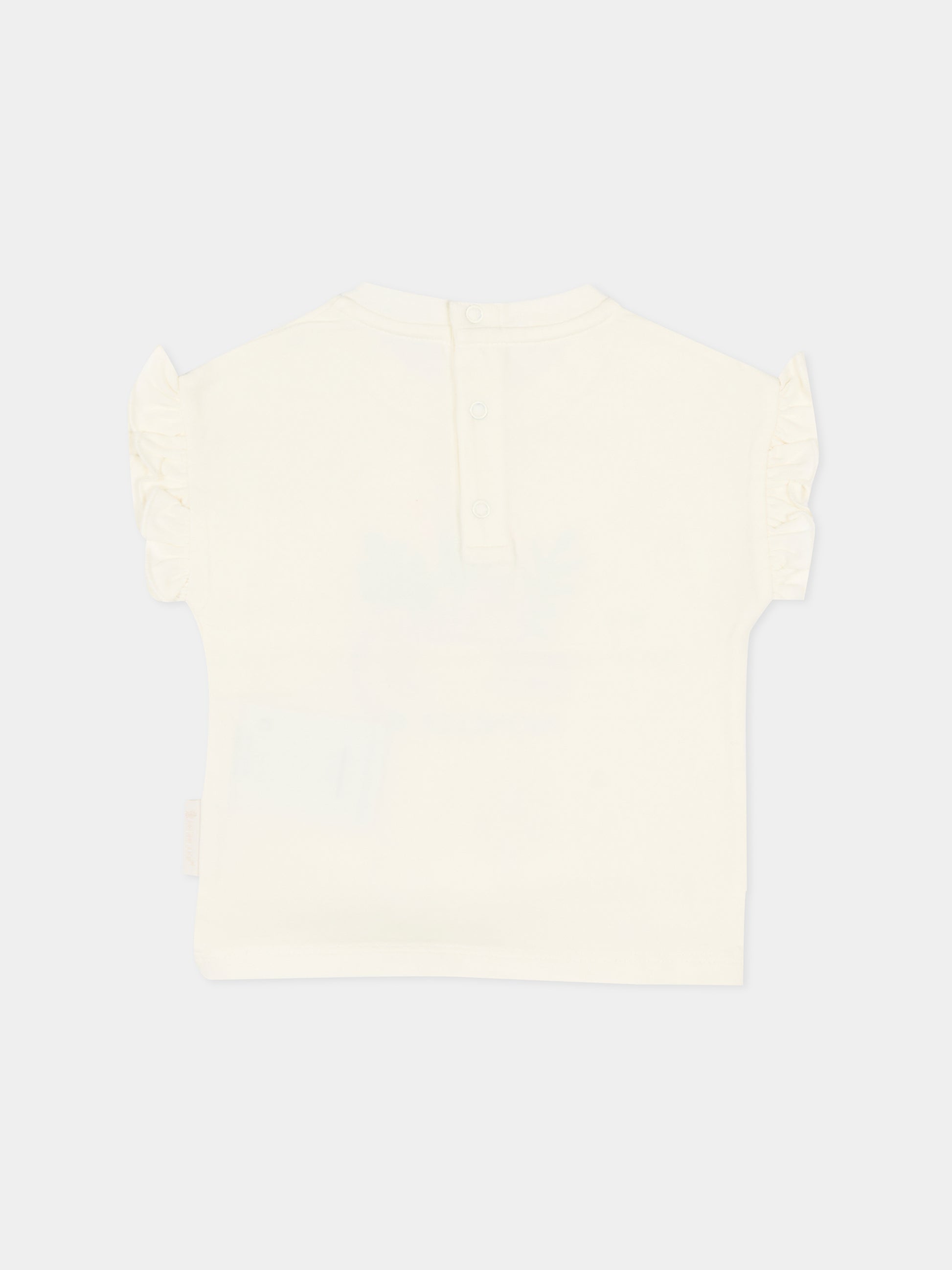 T-shirt avorio per neonata con tigre,Moncler Kids,L1951 8C00002 89AUM 034