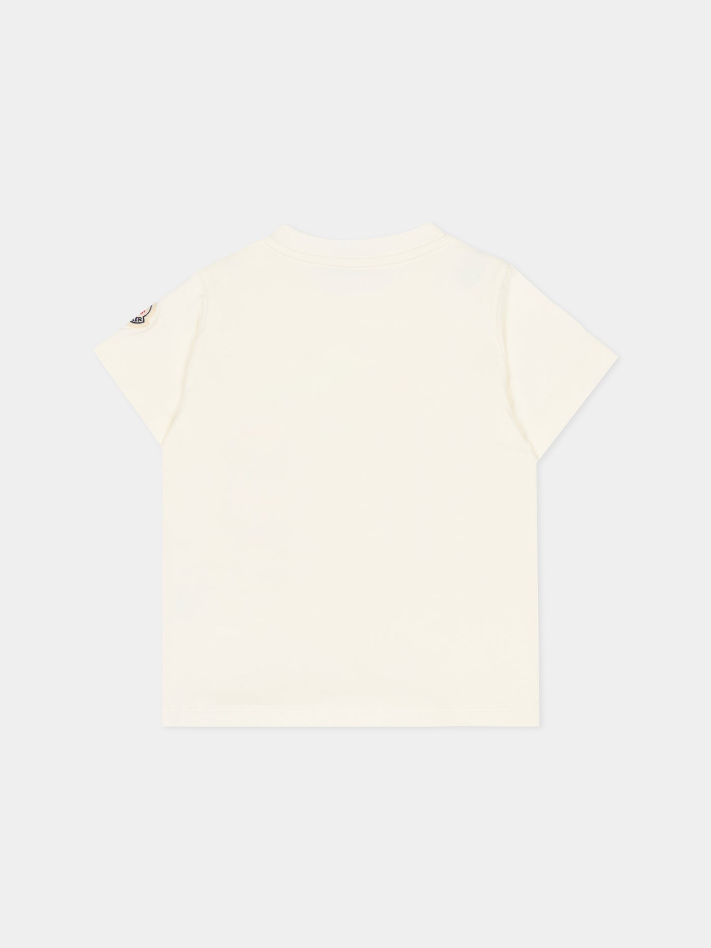 T-shirt avorio per neonato con logo,Moncler Kids,L1951 8C00003 89AUM 034