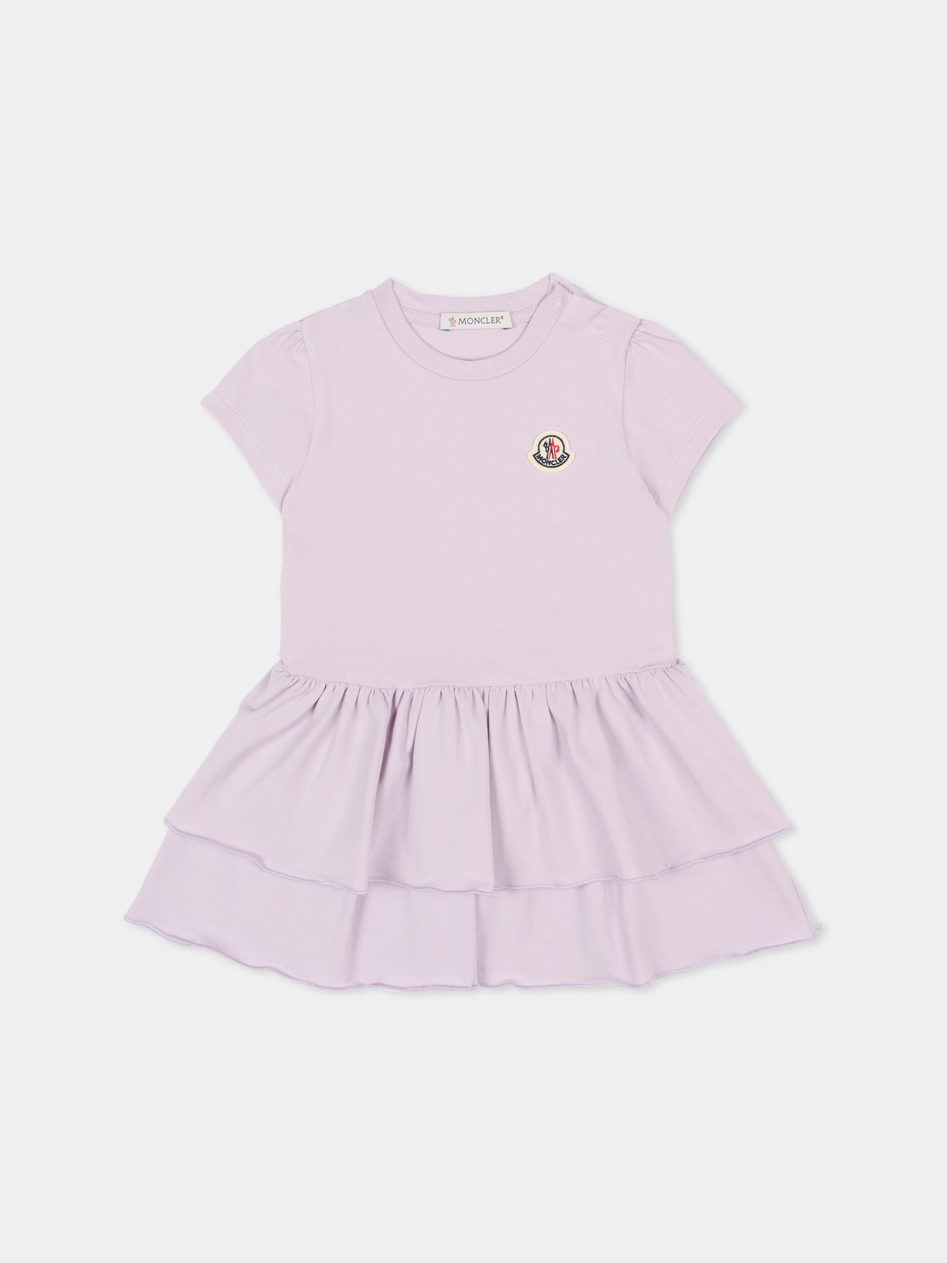 Vestito lilla per neonata con logo,Moncler Kids,L1951 8I00004 89AUM 509